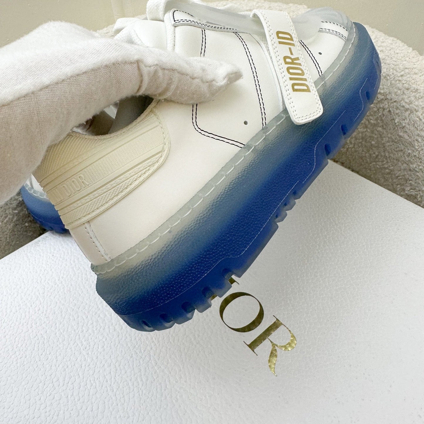Dior Dior-ID Sneakers in White and Blue Sz 37