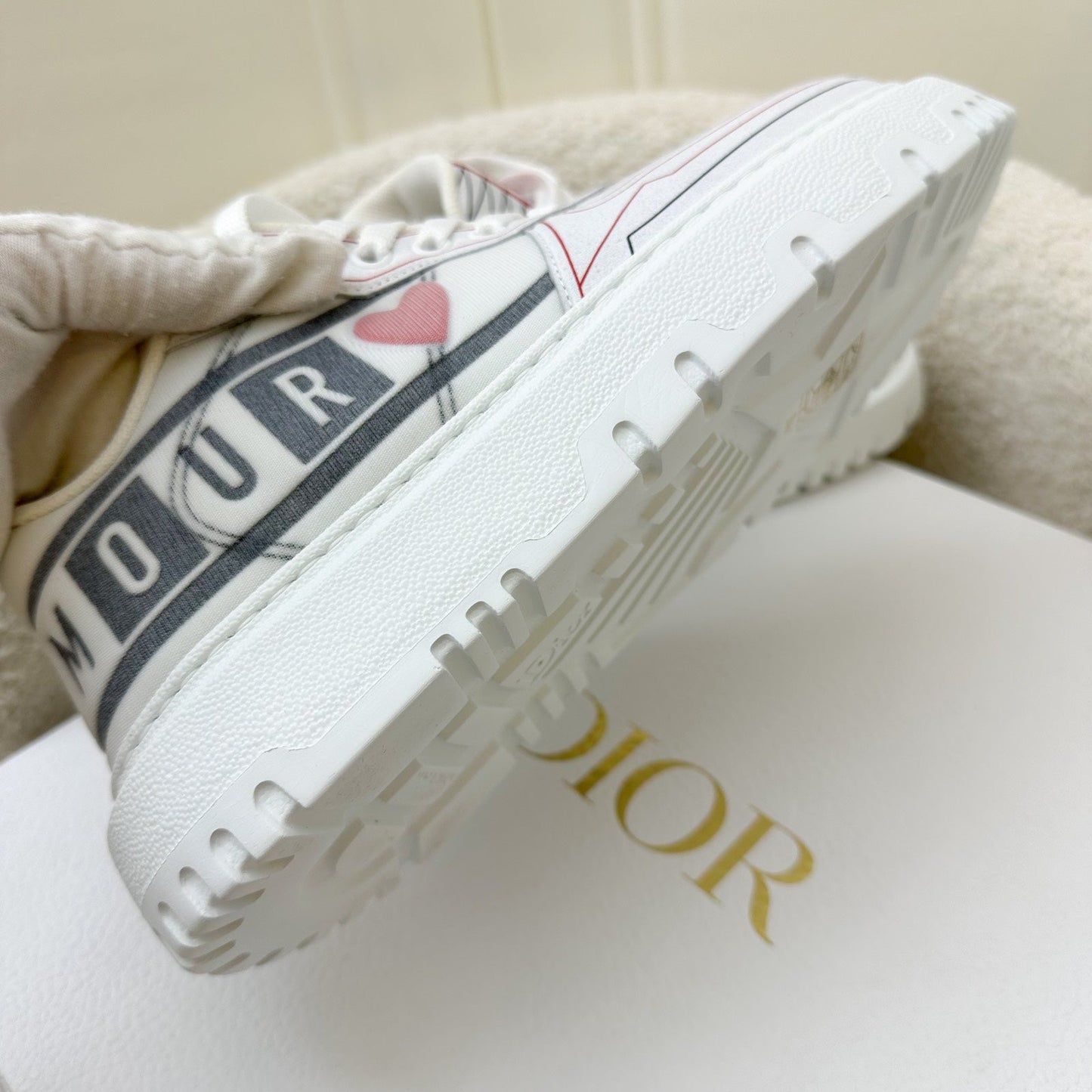 Dior Dioramour Dior Addict Sneakers in Calfskin and Technical Fabric Sz 36