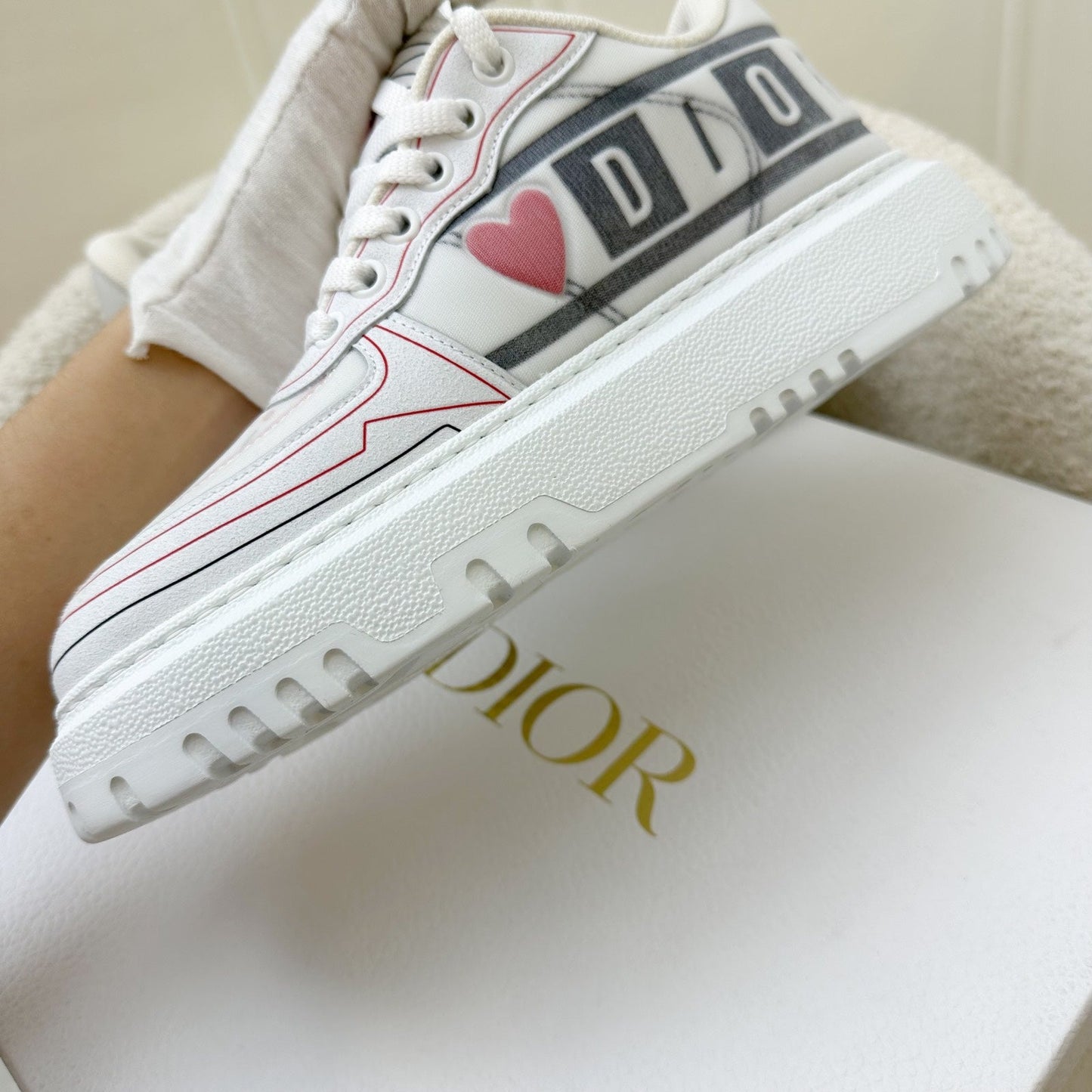 Dior Dioramour Dior Addict Sneakers in Calfskin and Technical Fabric Sz 36