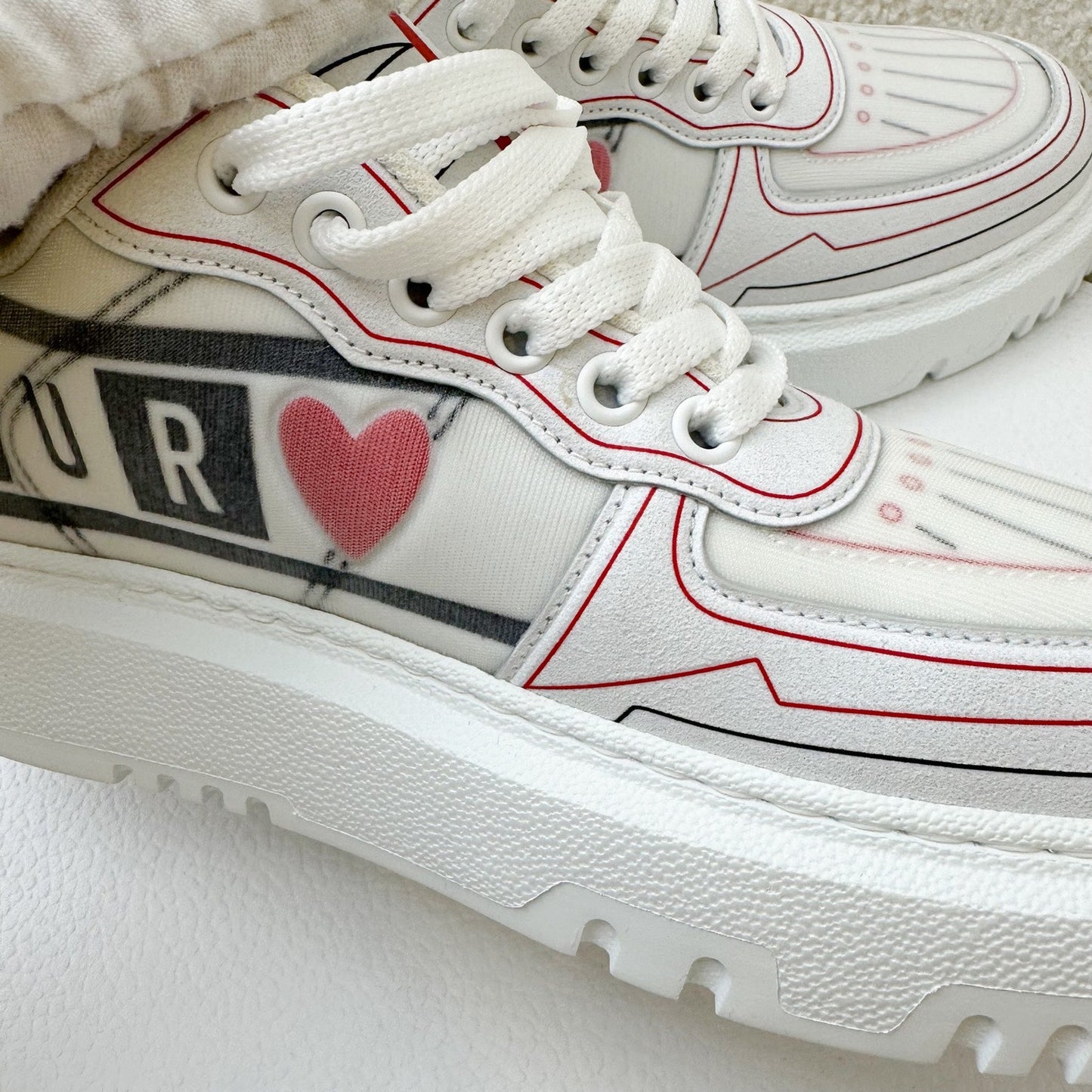 Dior Dioramour Dior Addict Sneakers in Calfskin and Technical Fabric Sz 36