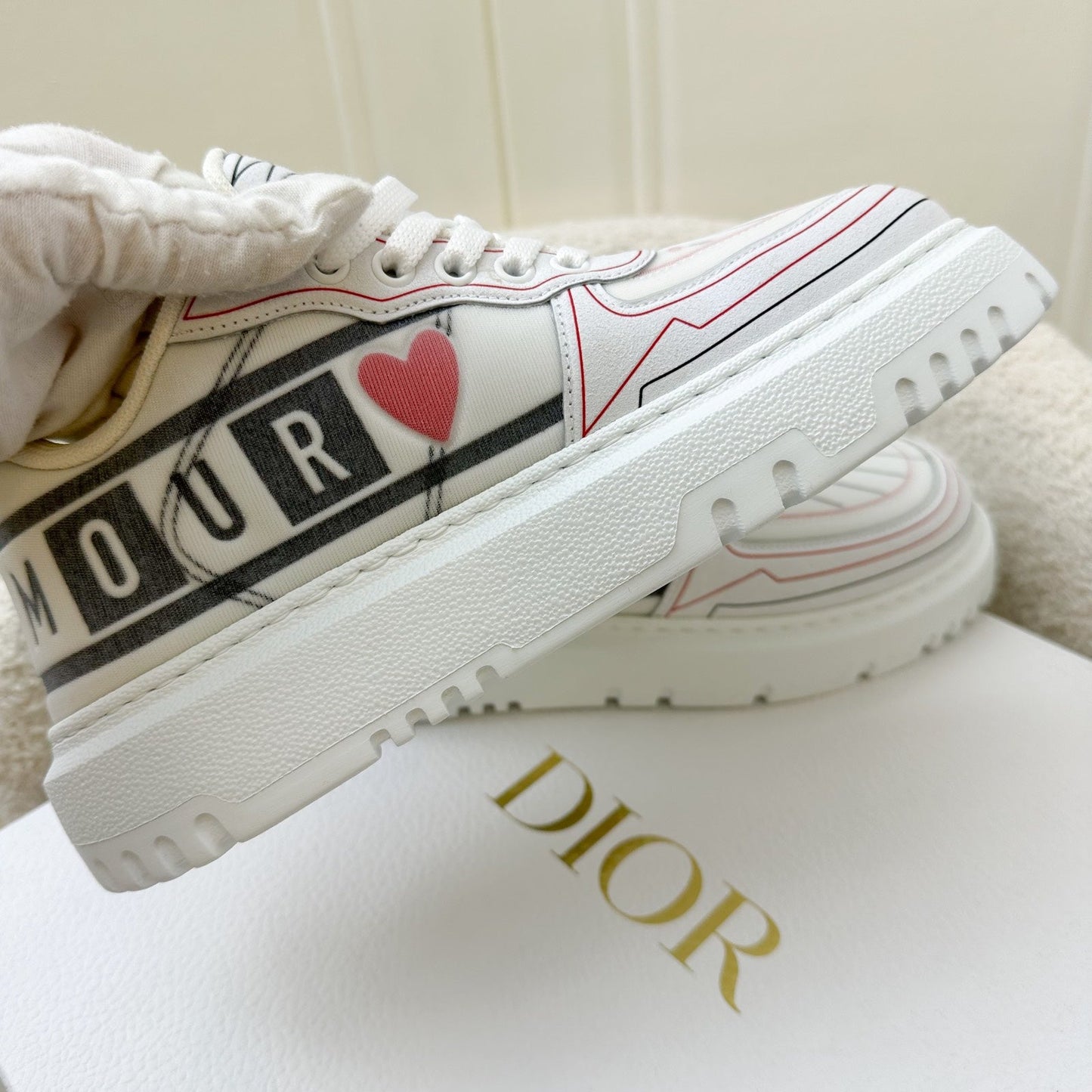 Dior Dioramour Dior Addict Sneakers in Calfskin and Technical Fabric Sz 36