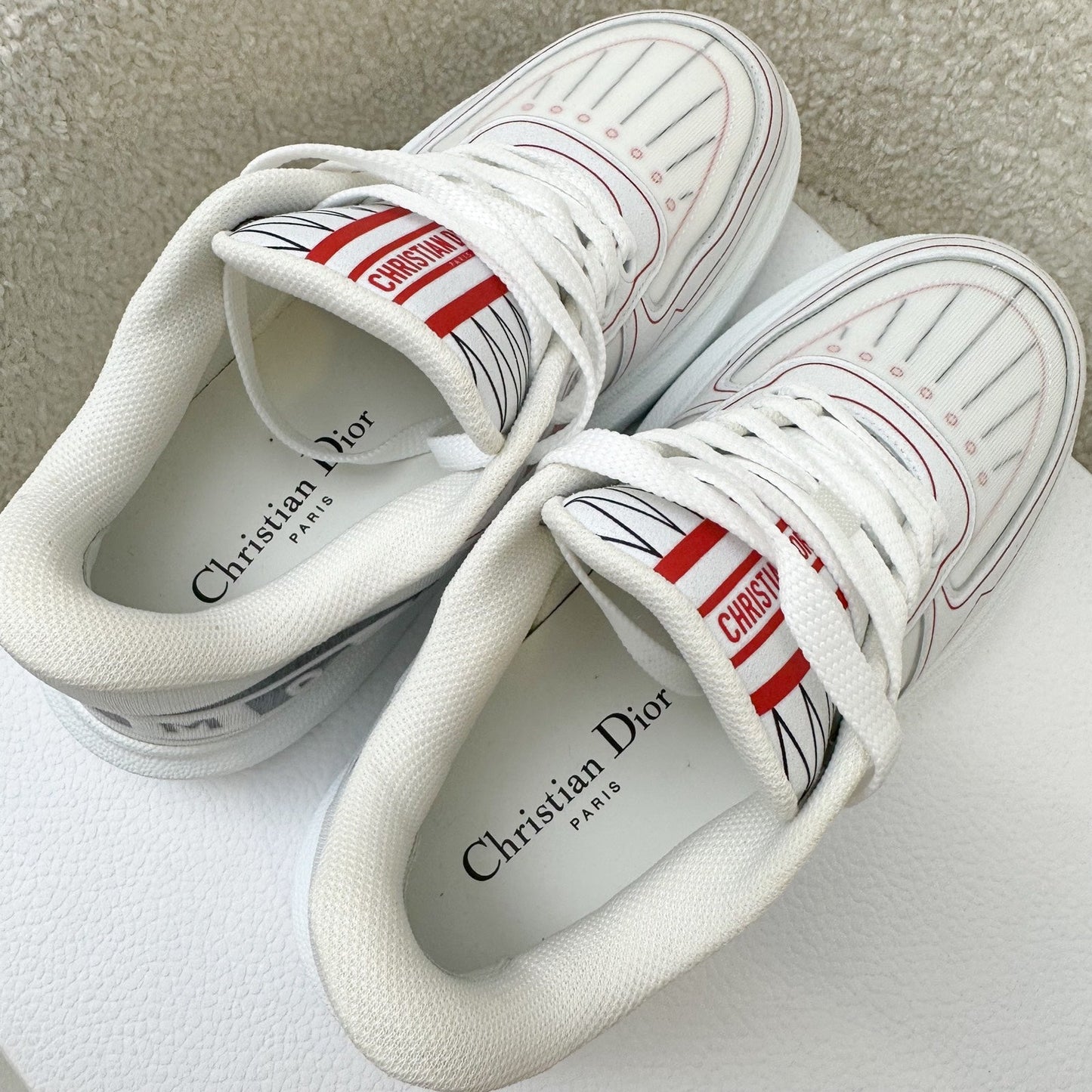 Dior Dioramour Dior Addict Sneakers in Calfskin and Technical Fabric Sz 36