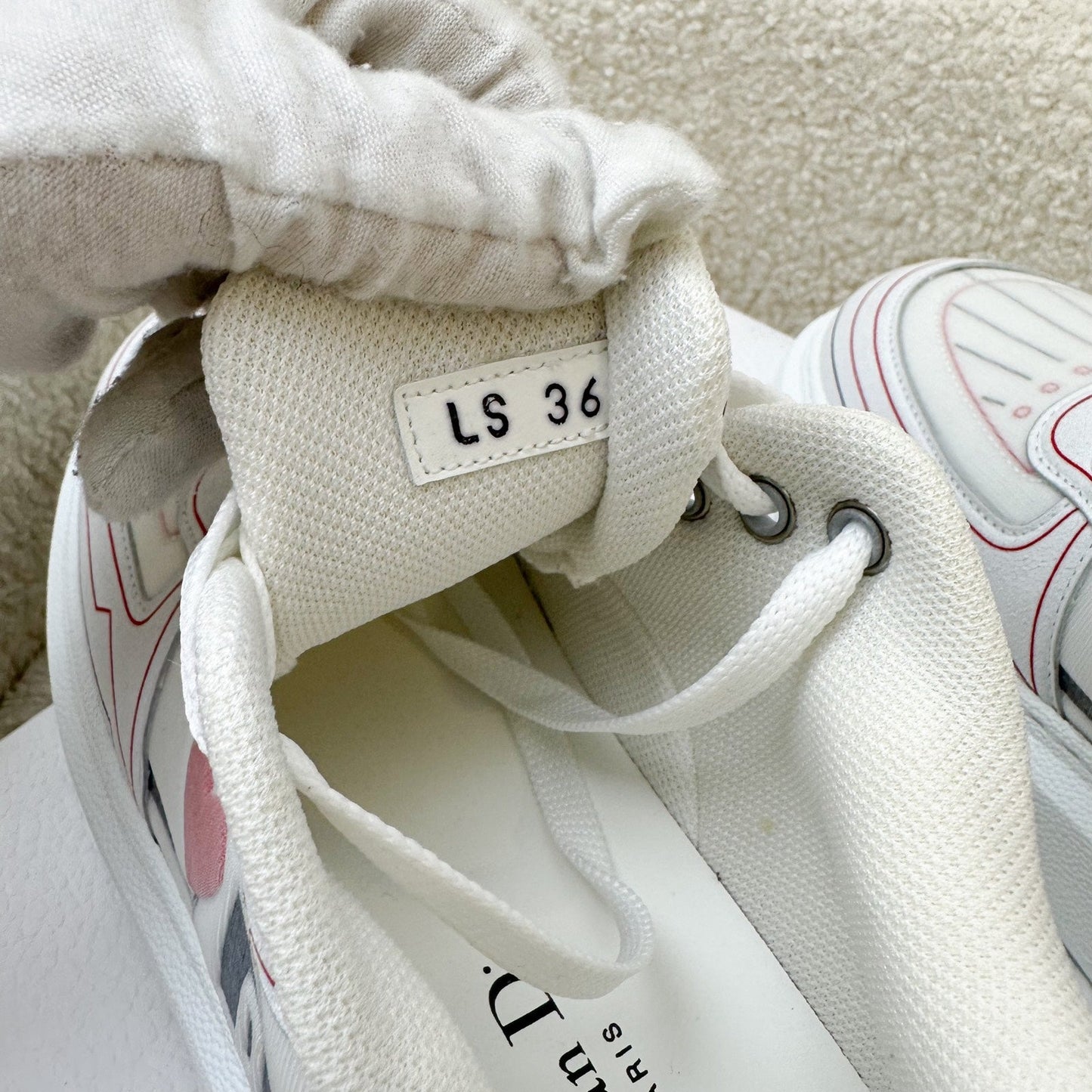 Dior Dioramour Dior Addict Sneakers in Calfskin and Technical Fabric Sz 36