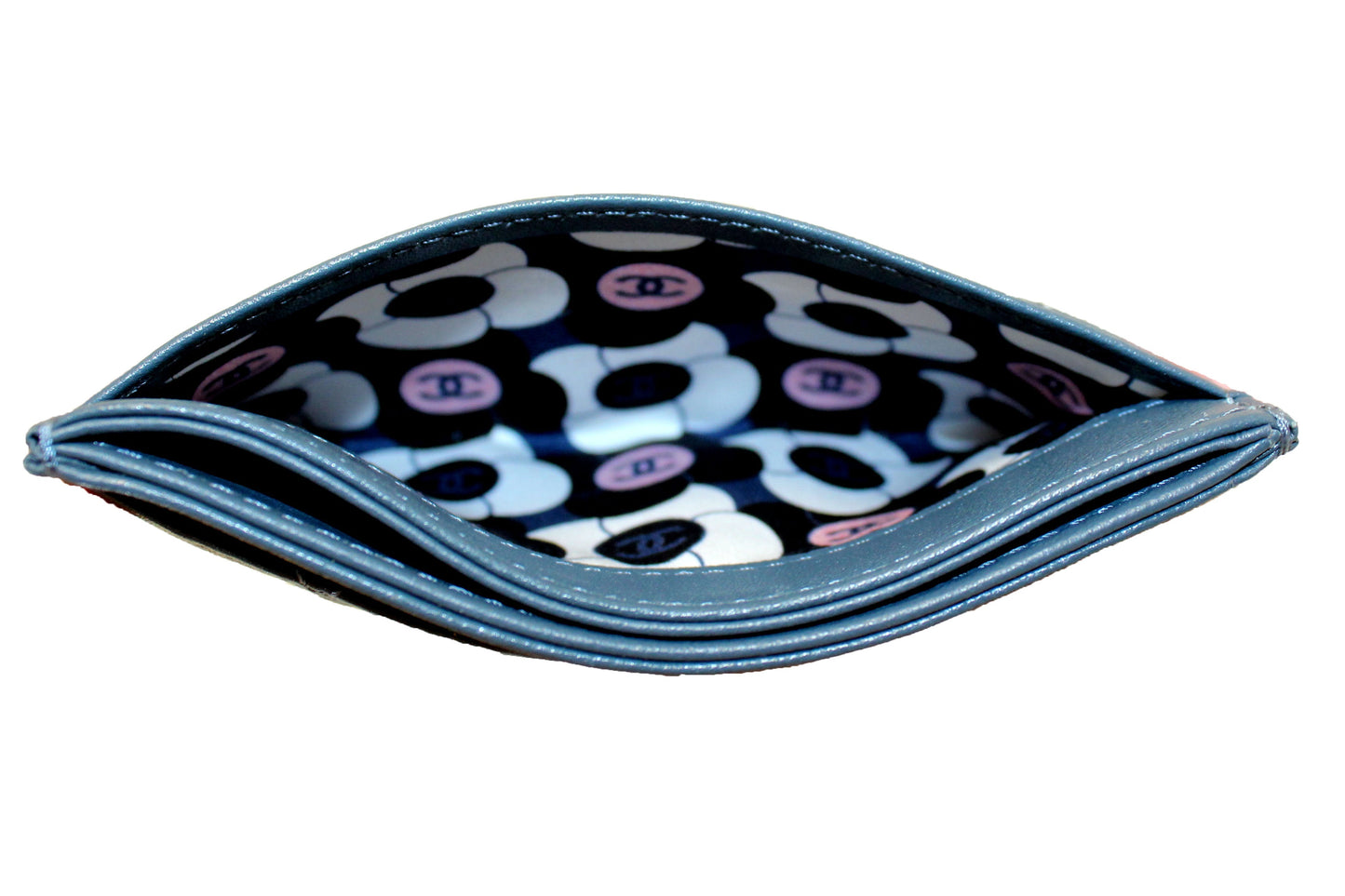 Chanel Blue Quilted Lambskin Leather Card Holder