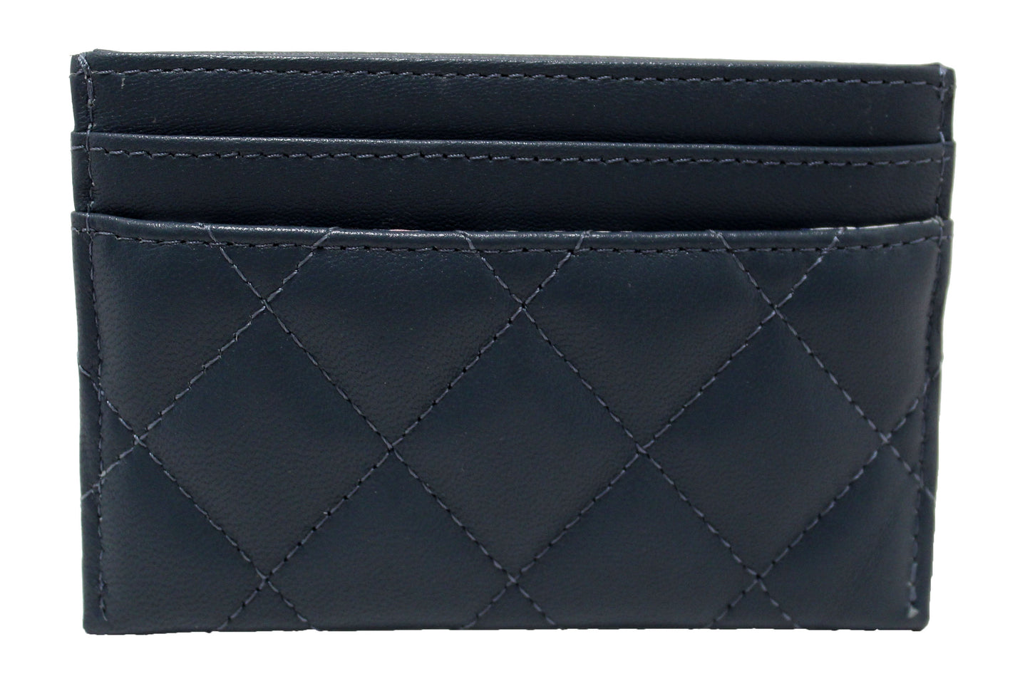 Chanel Blue Quilted Lambskin Leather Card Holder