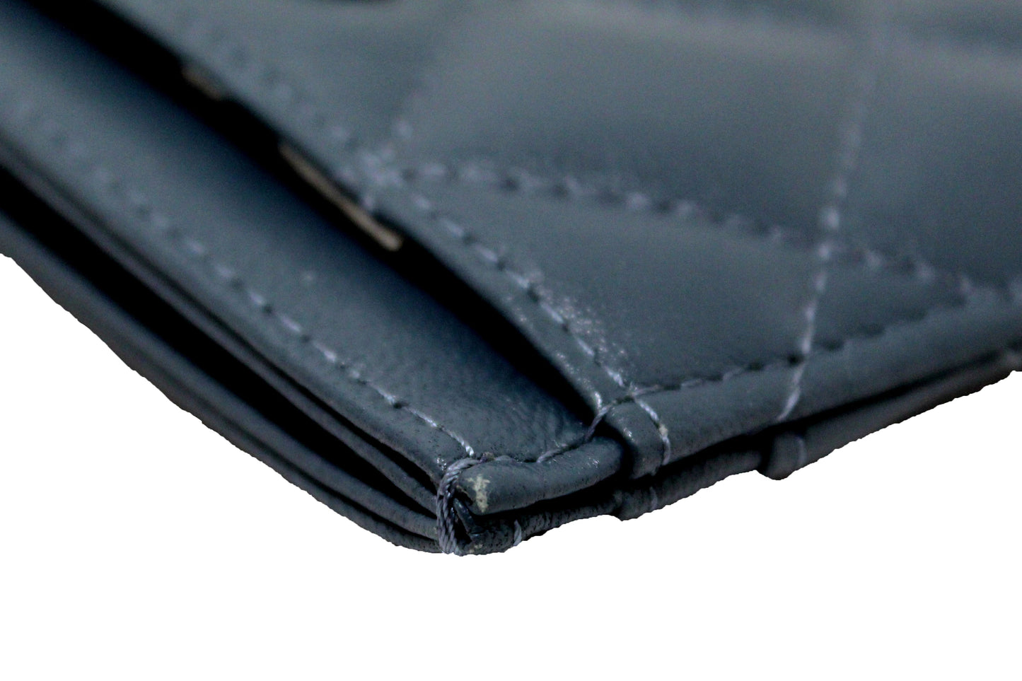 Chanel Blue Quilted Lambskin Leather Card Holder
