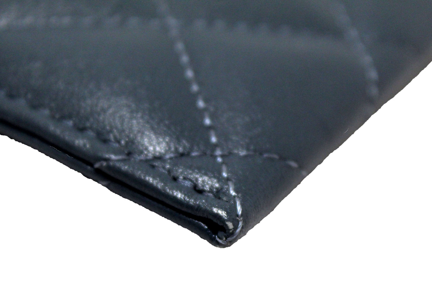 Chanel Blue Quilted Lambskin Leather Card Holder