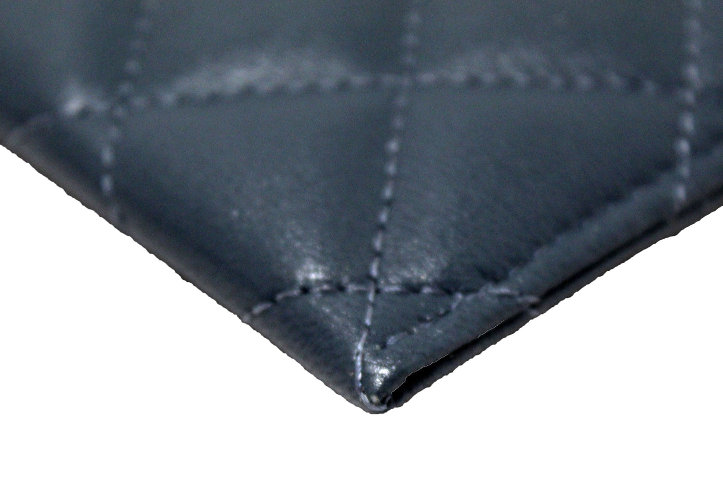 Chanel Blue Quilted Lambskin Leather Card Holder