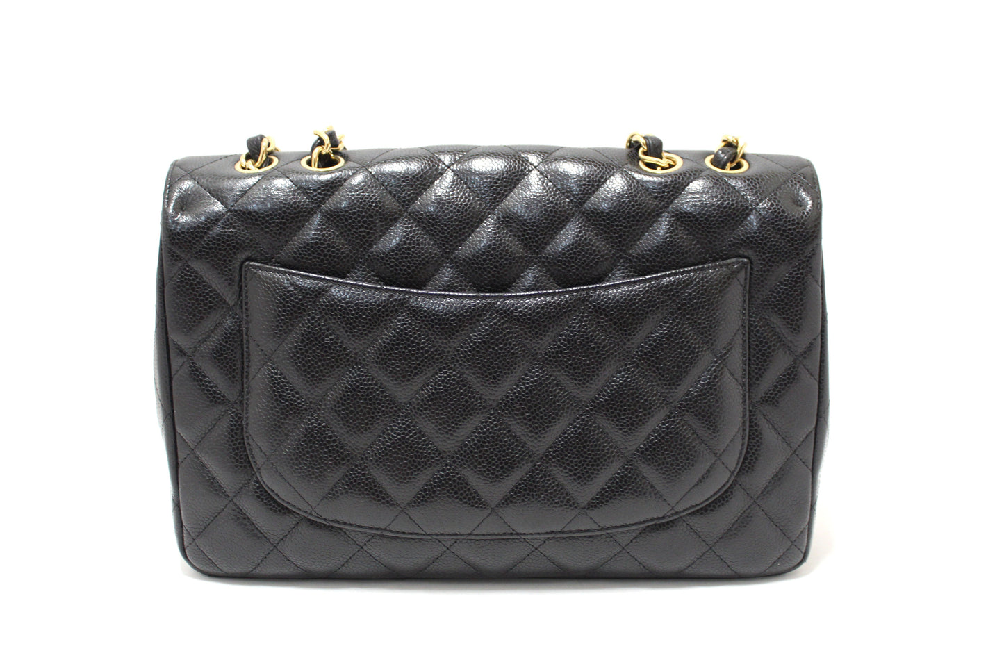 Chanel Black Quilted Caviar Leather Classic Jumbo Single Flap Bag