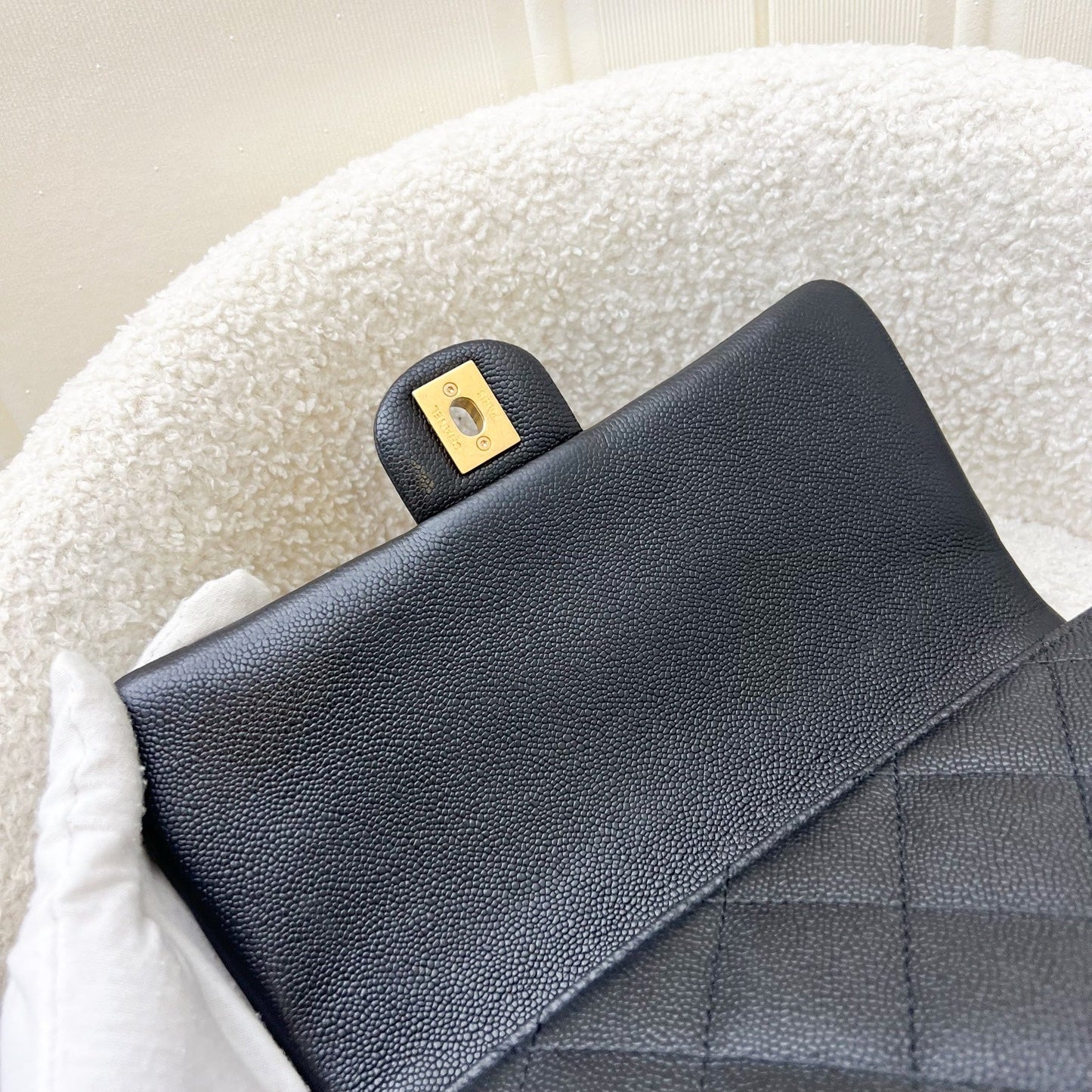 Chanel 23P / 24P Heart Adjustable Chain Small / Medium 24cm Flap Bag in Black Caviar AGHW (Model: AS3921)