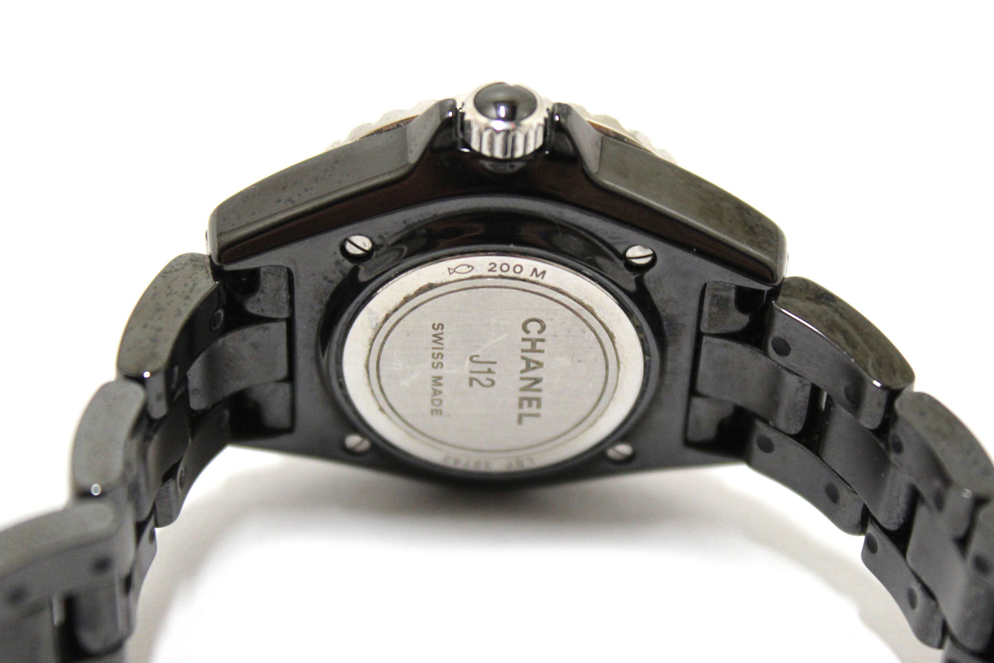 Chanel Black Ceramic J12 Diamond Quatz Watch 33mm H2422
