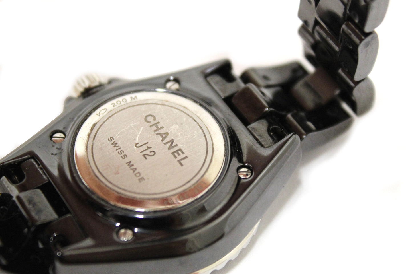 Chanel Black Ceramic J12 Diamond Quatz Watch 33mm H2422