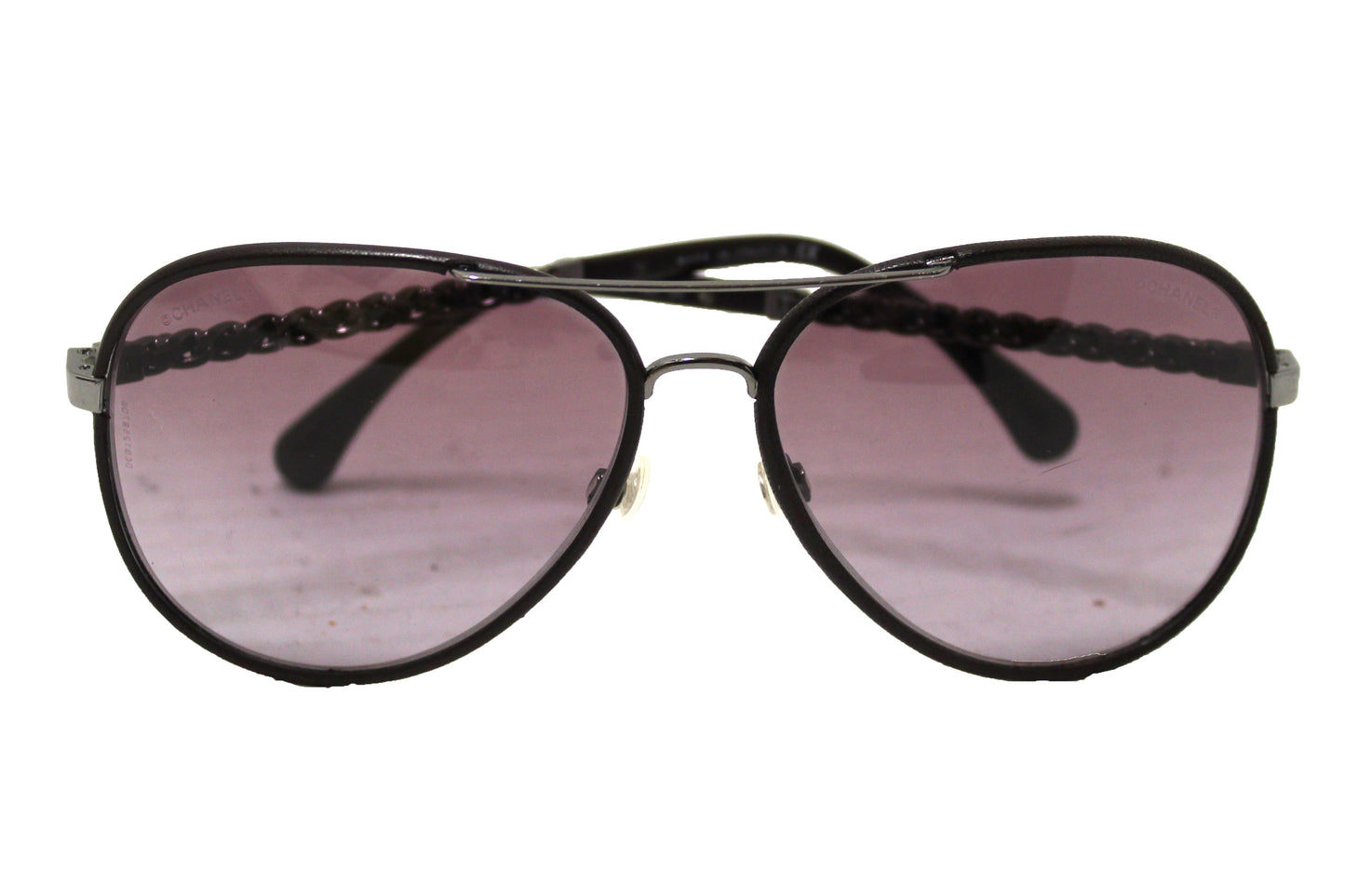 Chanel Violet Calfskin/Metal Aviator Pilot Sunglasses 4219Q