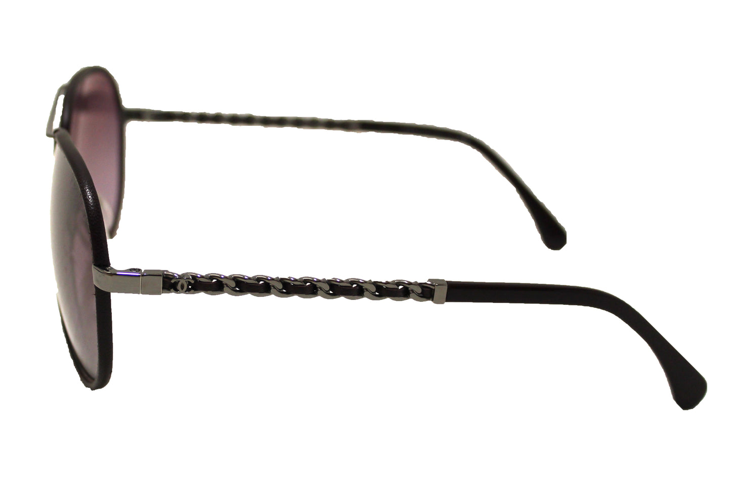 Chanel Violet Calfskin/Metal Aviator Pilot Sunglasses 4219Q