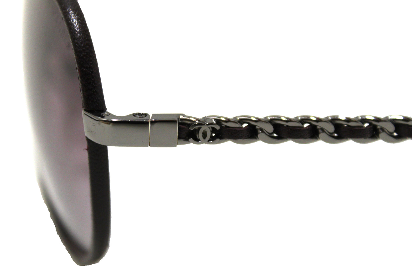 Chanel Violet Calfskin/Metal Aviator Pilot Sunglasses 4219Q