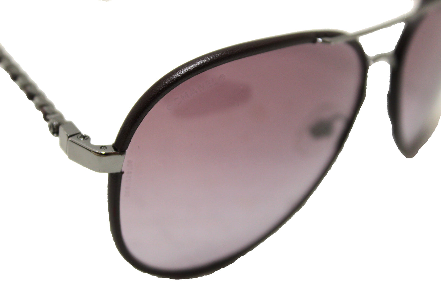 Chanel Violet Calfskin/Metal Aviator Pilot Sunglasses 4219Q