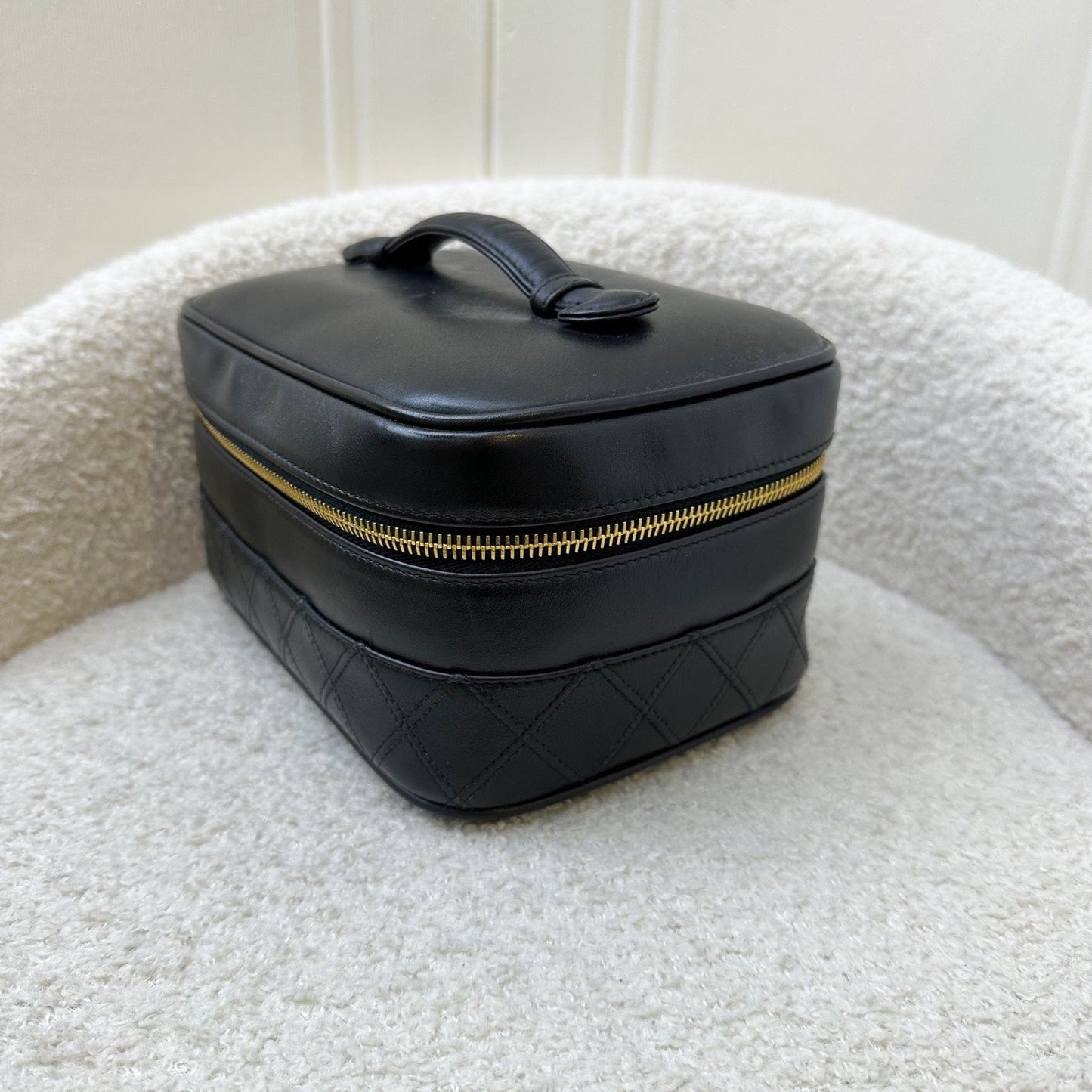 Chanel Vintage Travel Vanity Bag in Black Lambskin 24K GHW