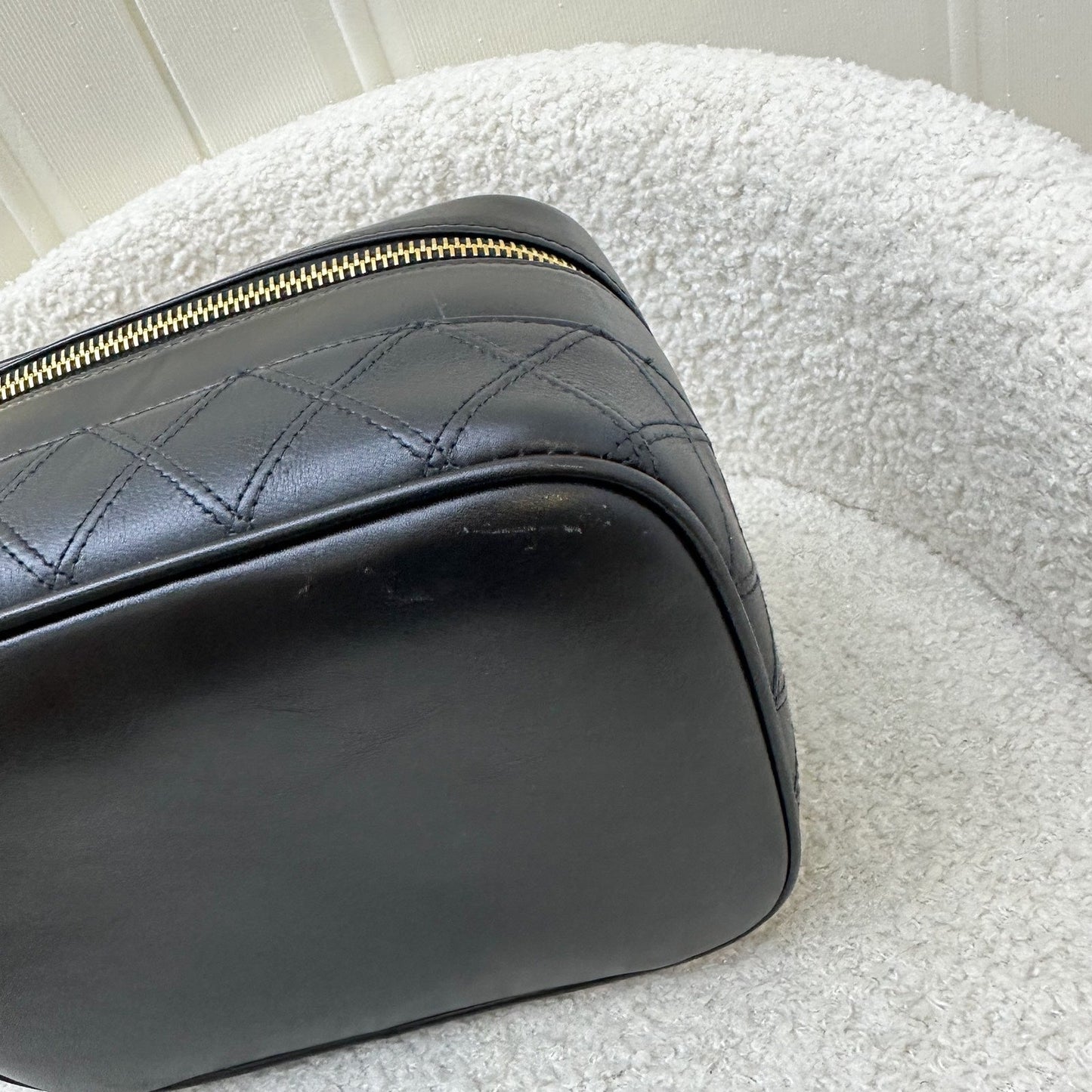 Chanel Vintage Travel Vanity Bag in Black Lambskin 24K GHW