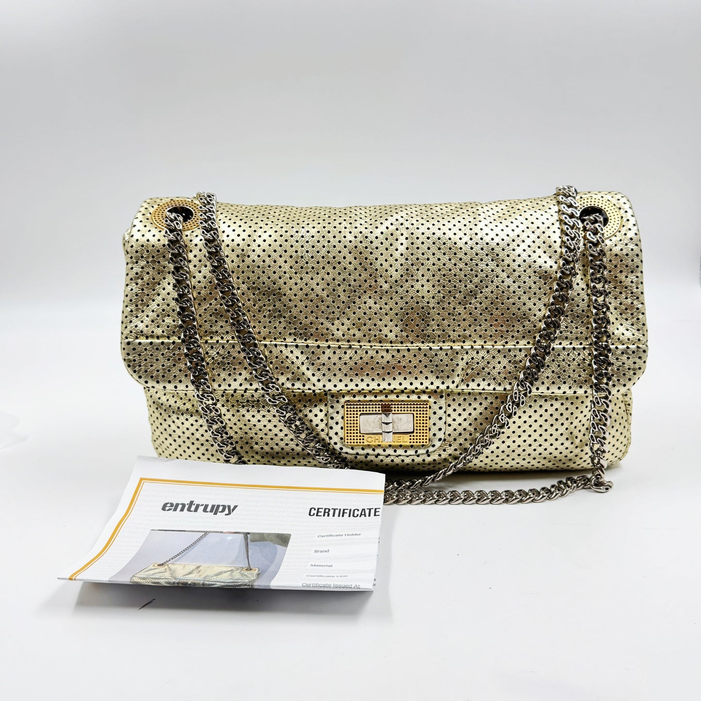 Chanel 2.55 Metallic Leather Drill Flap Bag TWS