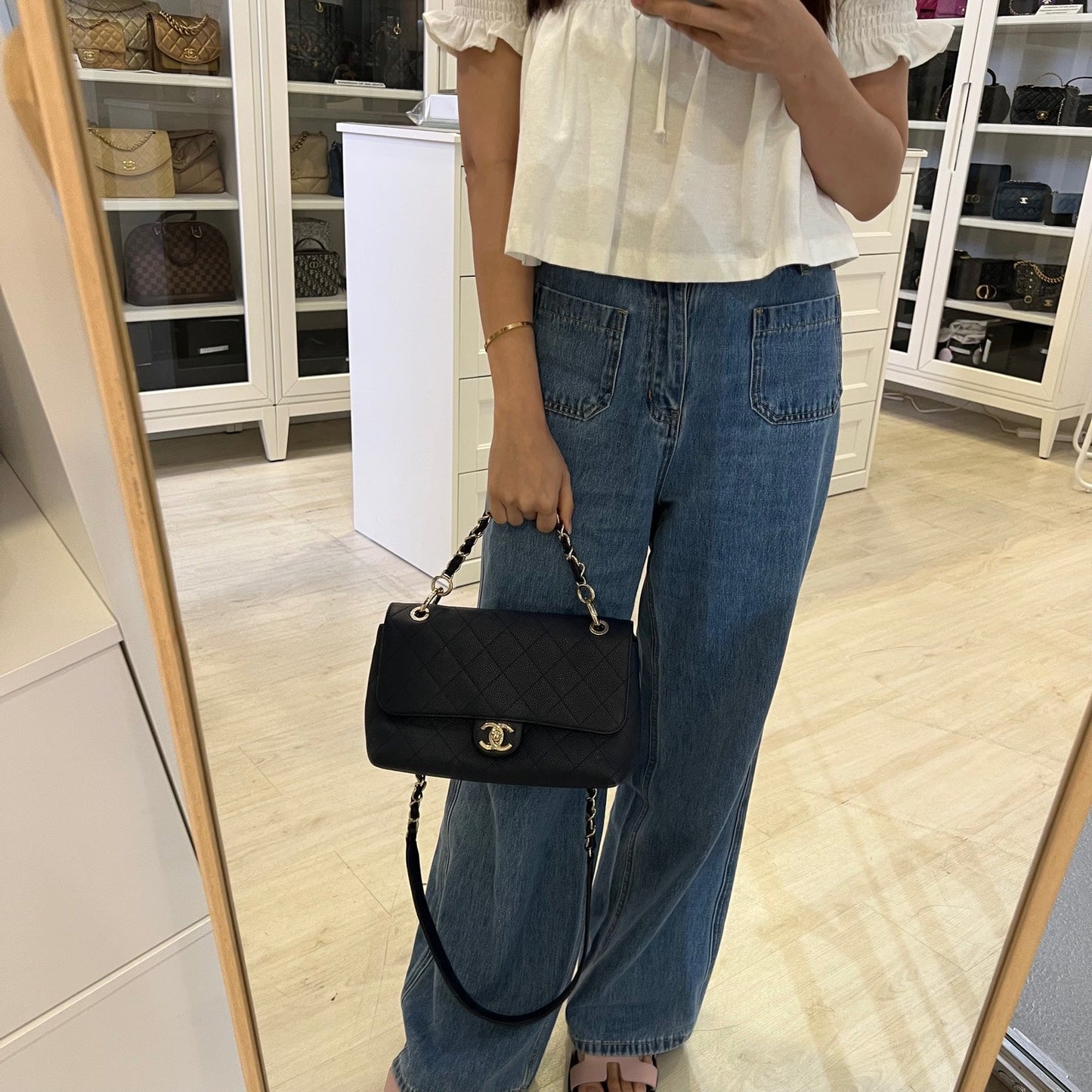 Chanel City Walk Flap in Navy Caviar LGHW (Model: AS1574)