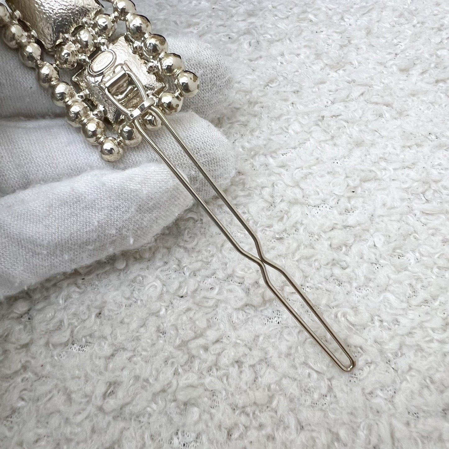 Chanel VIP Gift Hair Pin with Tiny Pearls and Square Crystals LGHW
