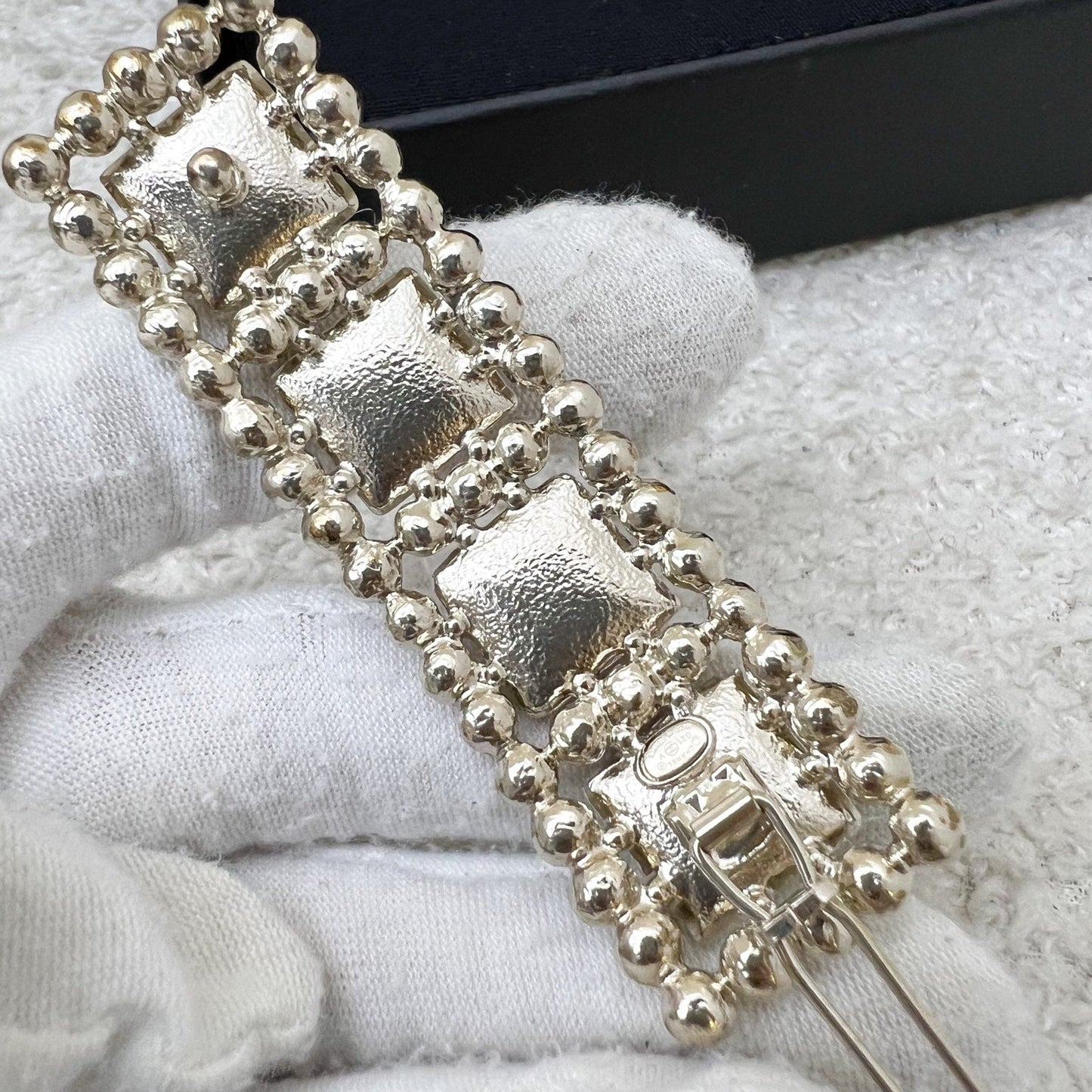 Chanel VIP Gift Hair Pin with Tiny Pearls and Square Crystals LGHW