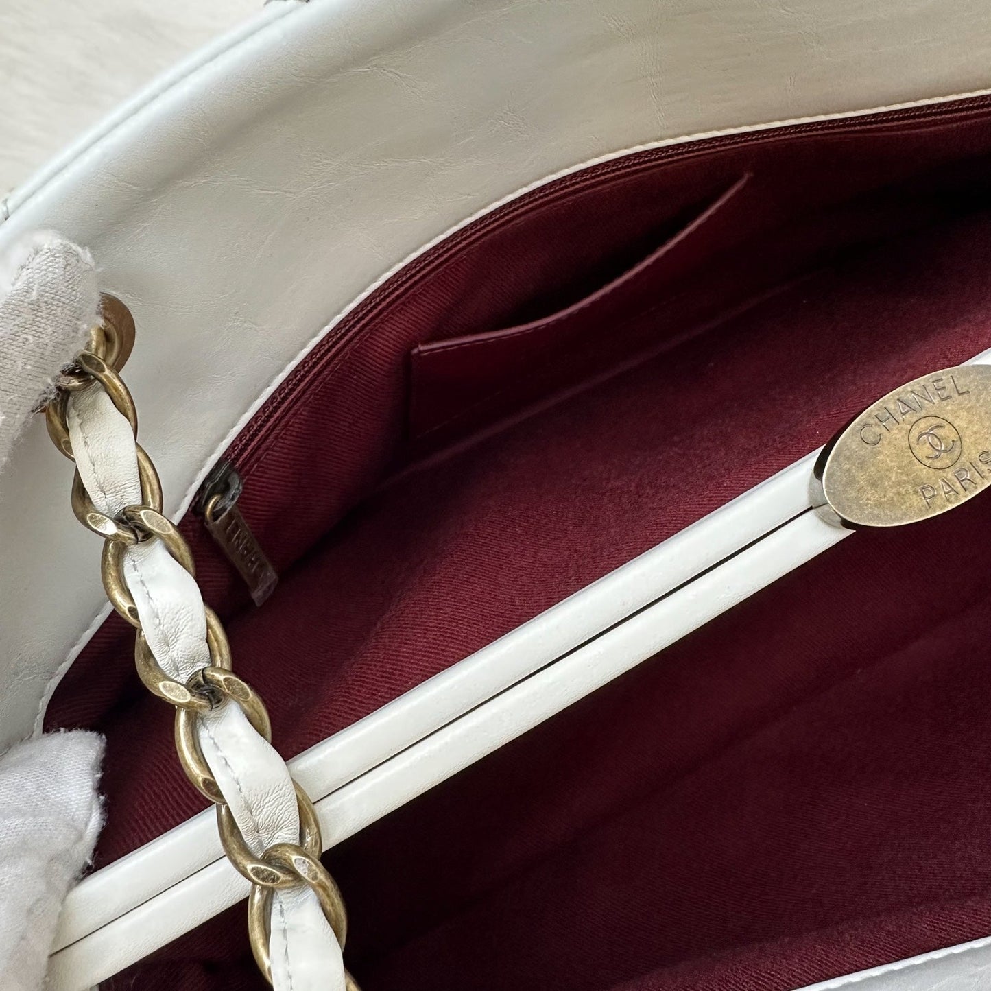 Chanel Just Mademoiselle Bowling Bag in White Calfskin and AGHW