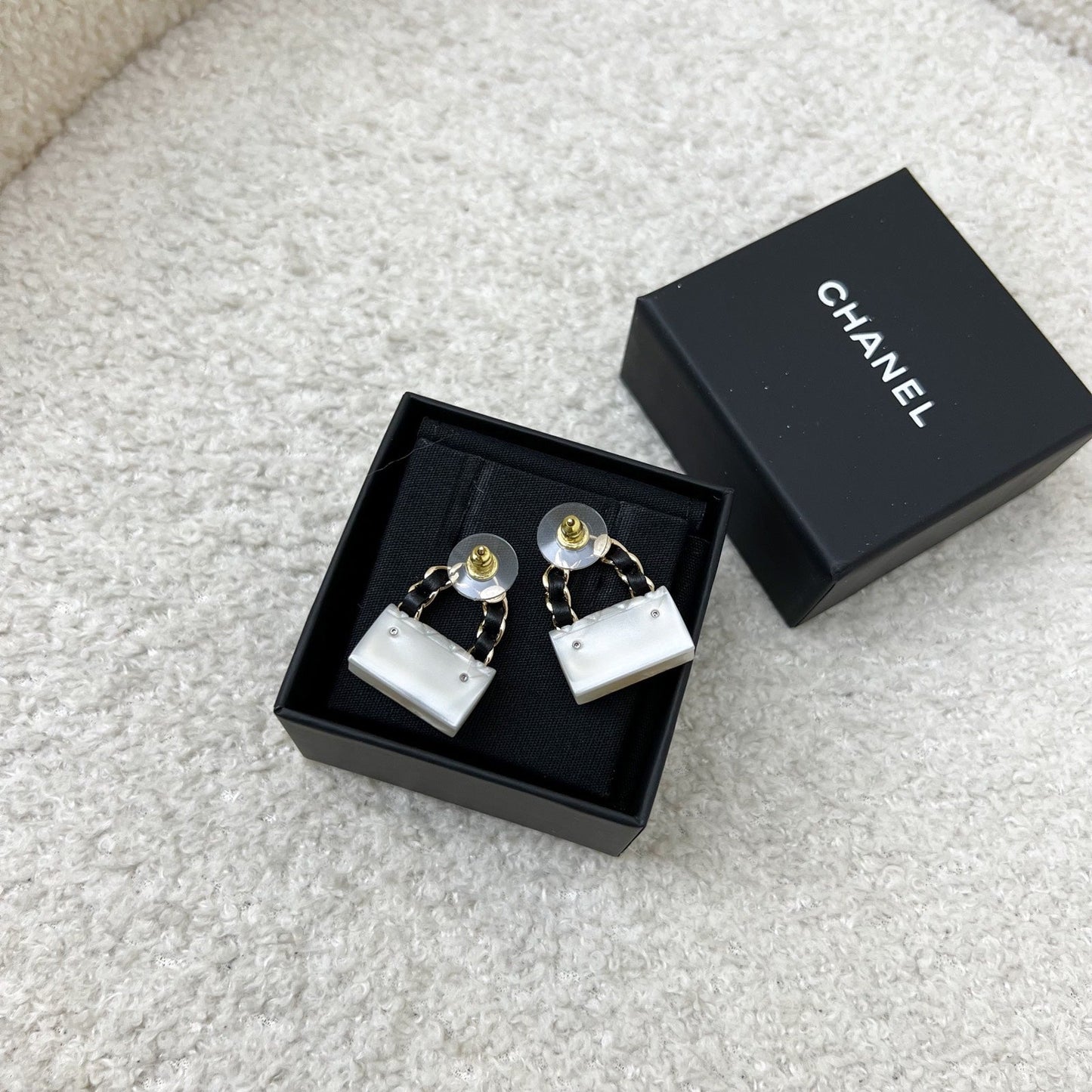 Chanel CC Logo Handbag Earrings in LGHW