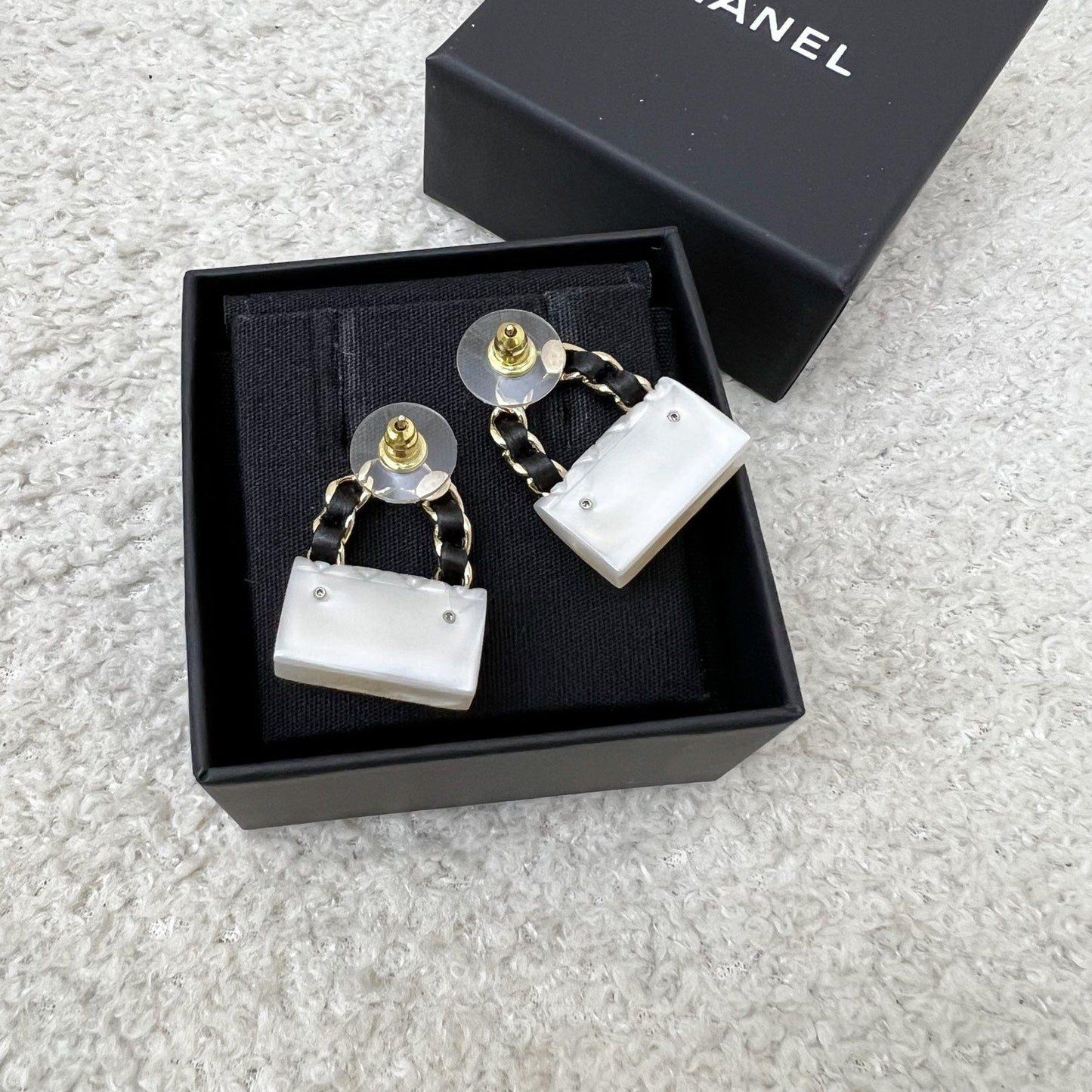 Chanel CC Logo Handbag Earrings in LGHW