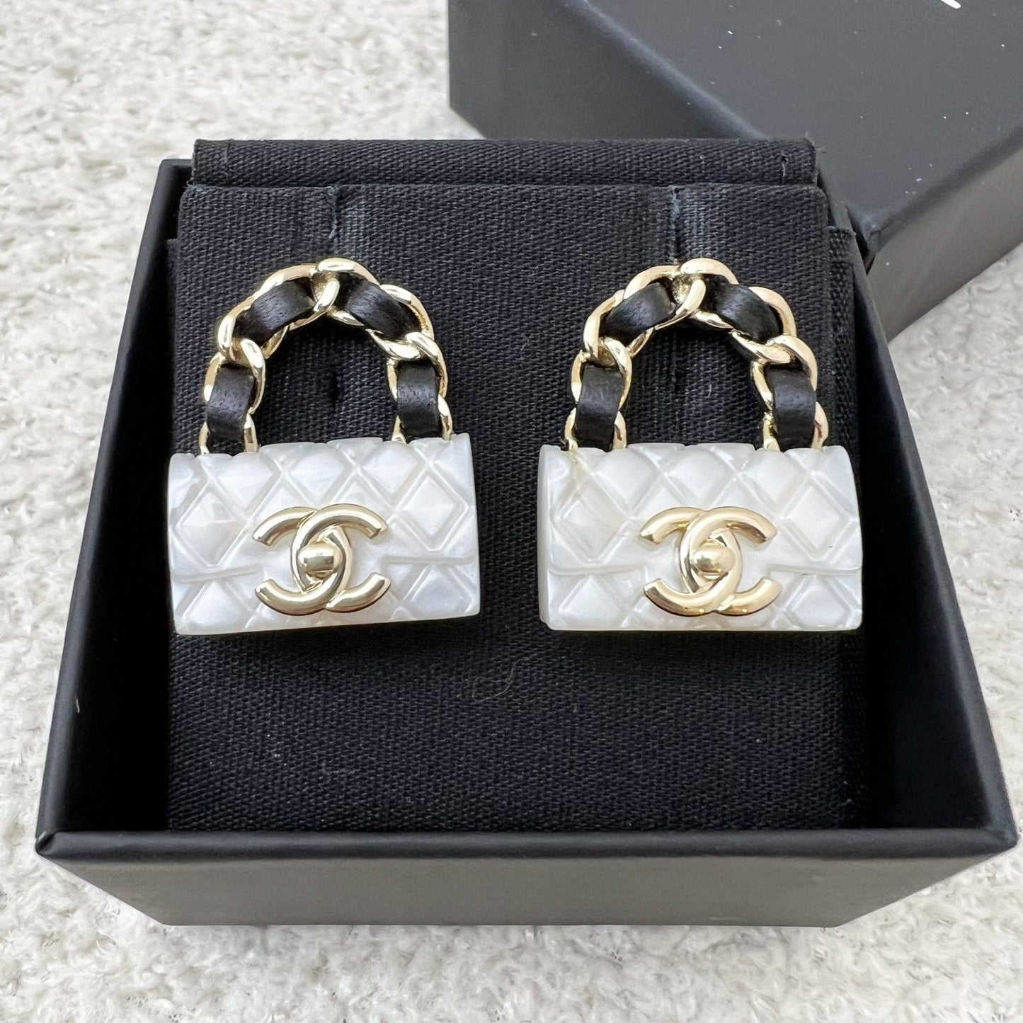 Chanel CC Logo Handbag Earrings in LGHW