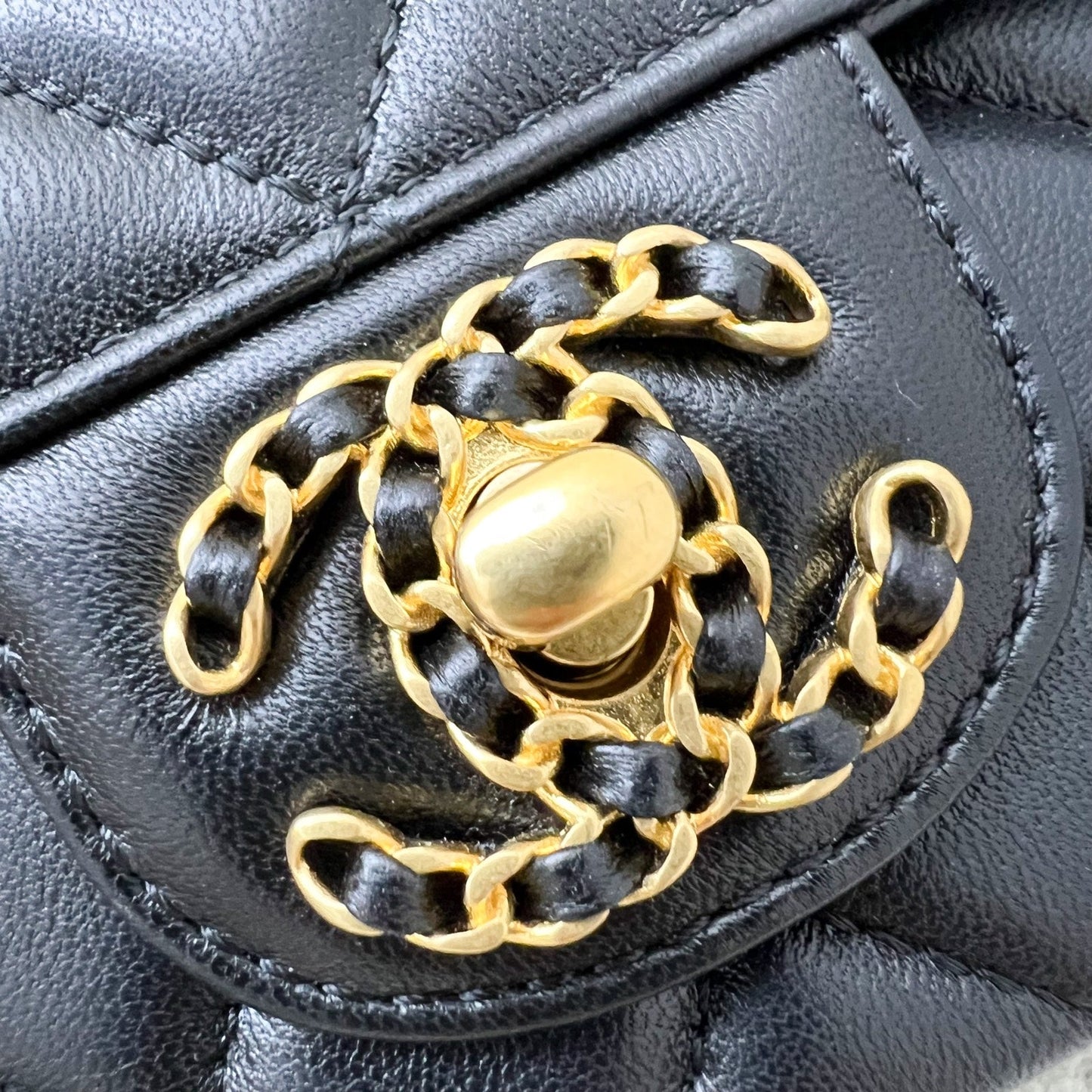 Chanel 24C "Pick Me Up" Top Handle Mini Rectangular Flap in Black Lambskin and AGHW (Model: AS4362)