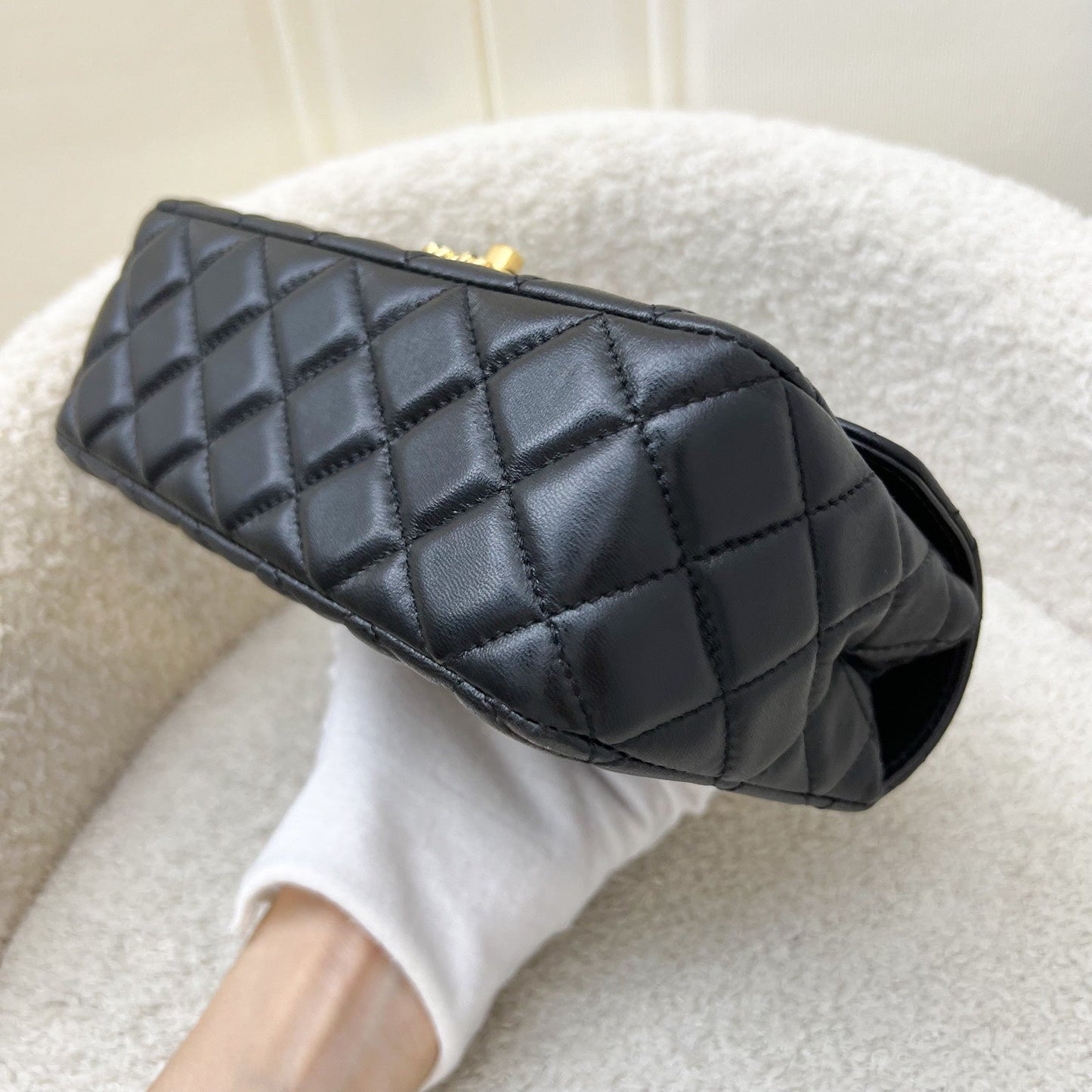 Chanel 24C "Pick Me Up" Top Handle Mini Rectangular Flap in Black Lambskin and AGHW (Model: AS4362)