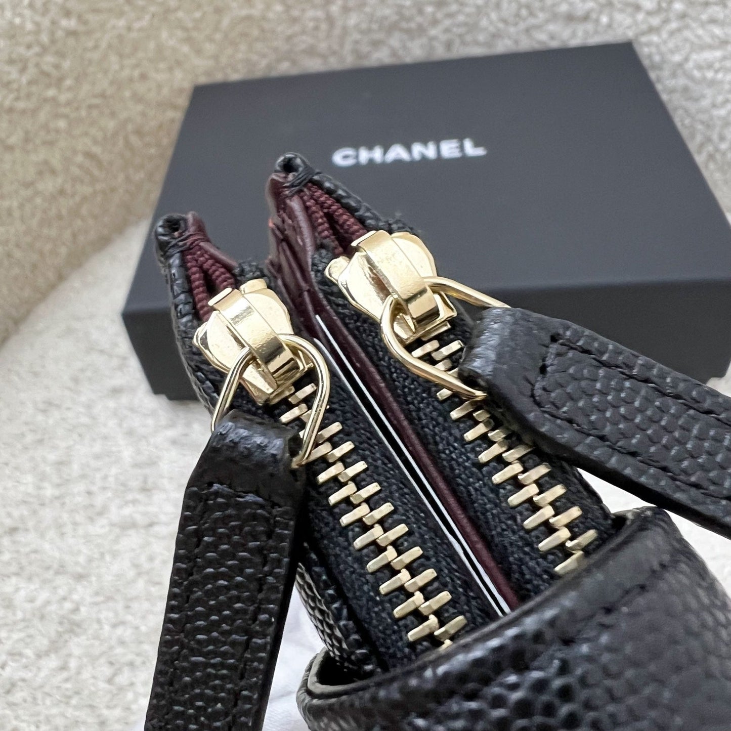 Chanel Classic Bifold Wallet in Black Caviar and LGHW