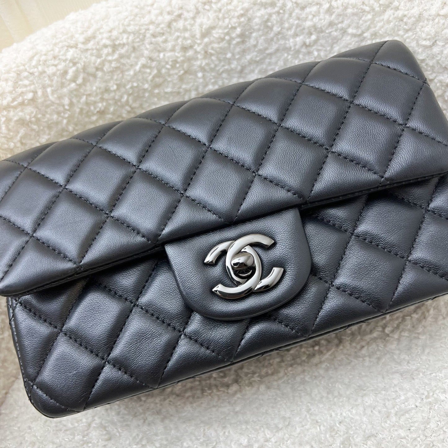Chanel So Black Classic Mini Rectangle Flap in Black Lambskin and Black HW (Model: A69900)