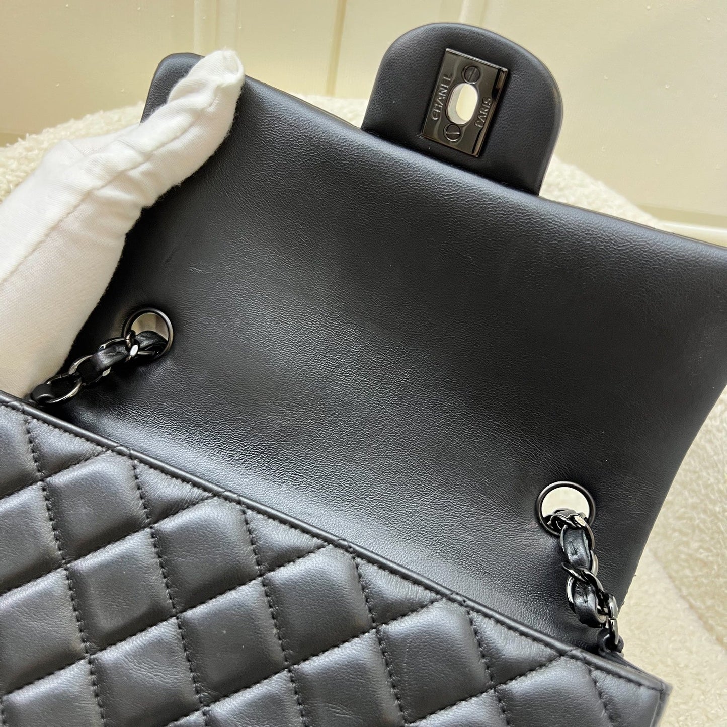 Chanel So Black Classic Mini Rectangle Flap in Black Lambskin and Black HW (Model: A69900)