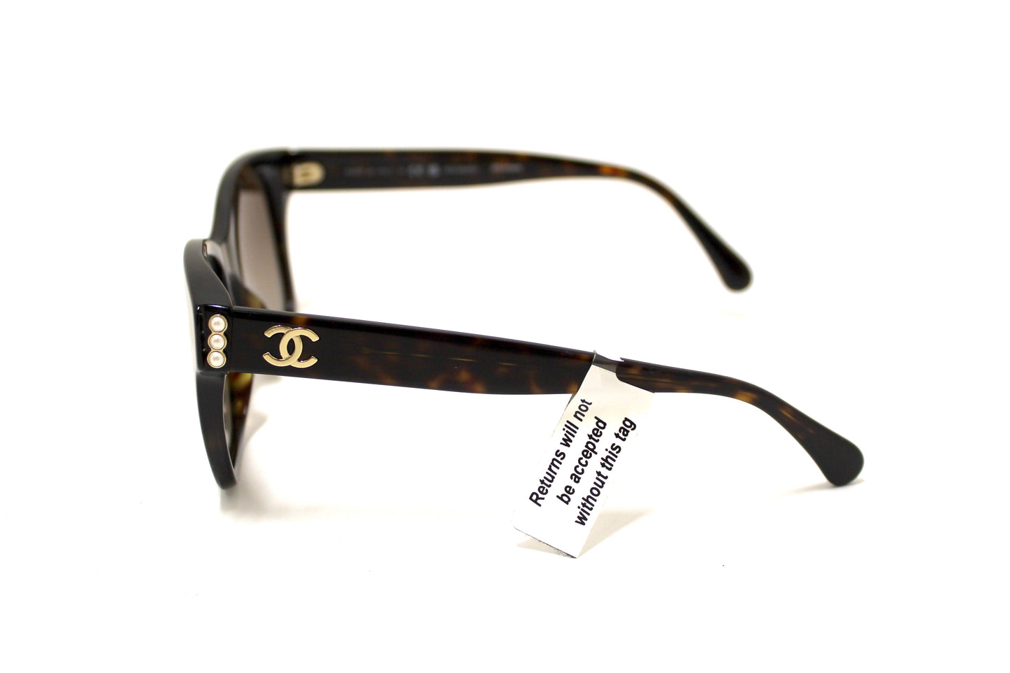 NEW Chanel Tortoiseshell Polarized Pearl CC Square Sunglasses 5482HA