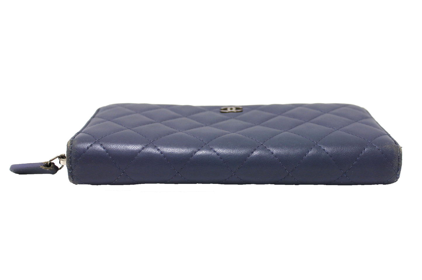 Chanel Blue Quilted Lambskin Leather Zippy Wallet