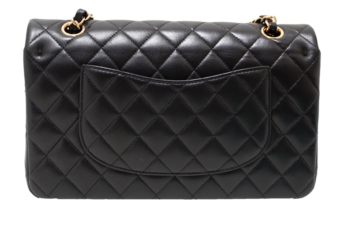 Chanel Classic Black Quilted Lambskin Leather Classic Medium Double Flap Bag