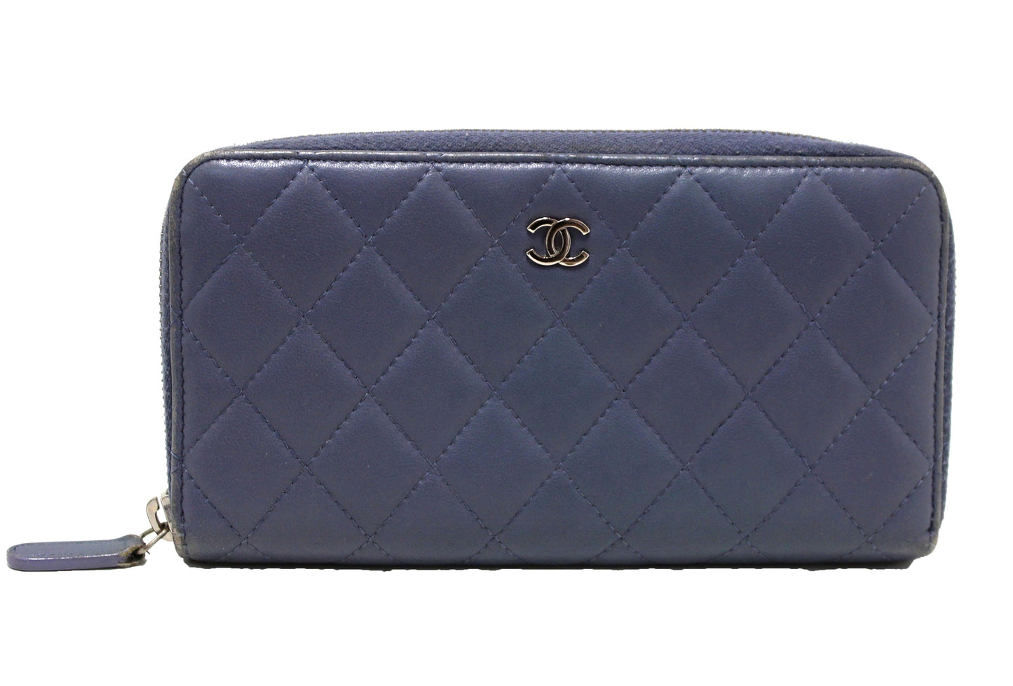 Chanel Blue Quilted Lambskin Leather Zippy Wallet | Havik Shop.com - Shop Now at Havik Shop.com