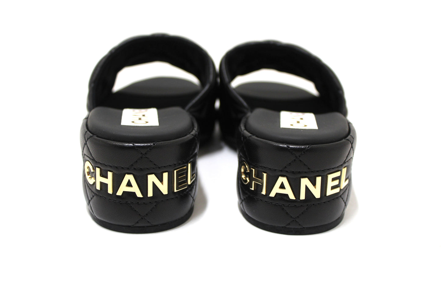 Chanel Black Quilted Lambskin Leather Platform Slide Size 36