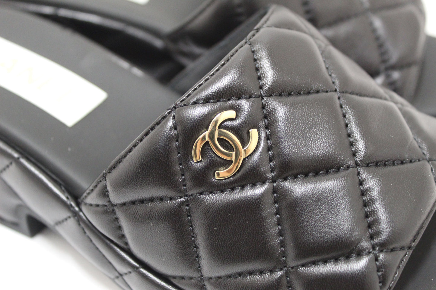 Chanel Black Quilted Lambskin Leather Platform Slide Size 36