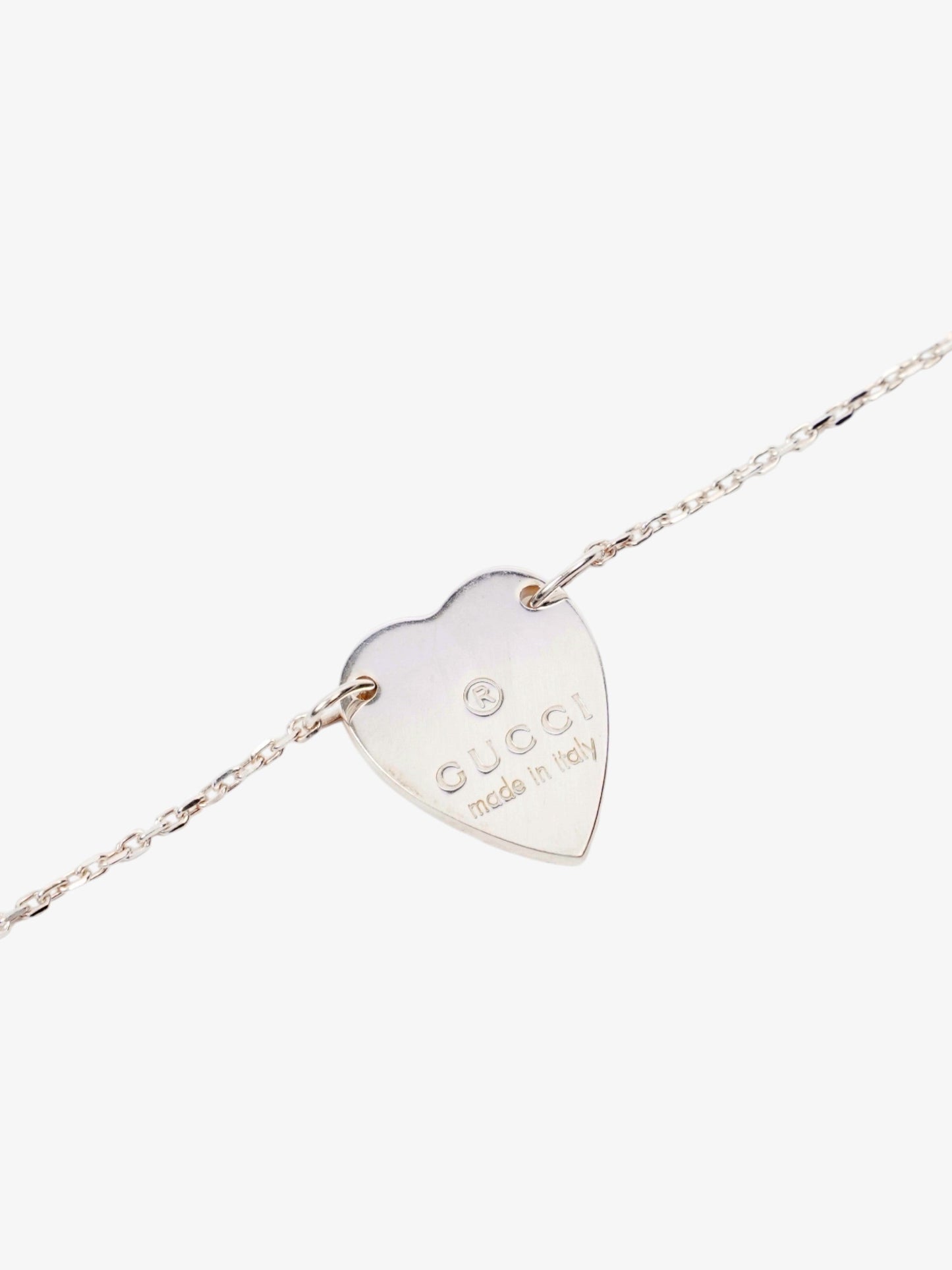 Gucci Logo Heart Necklace Silver Silver Sterling