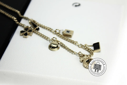 Chanel A61360 Tba With 6 Charms Black With Gold Metal Necklace Ghw