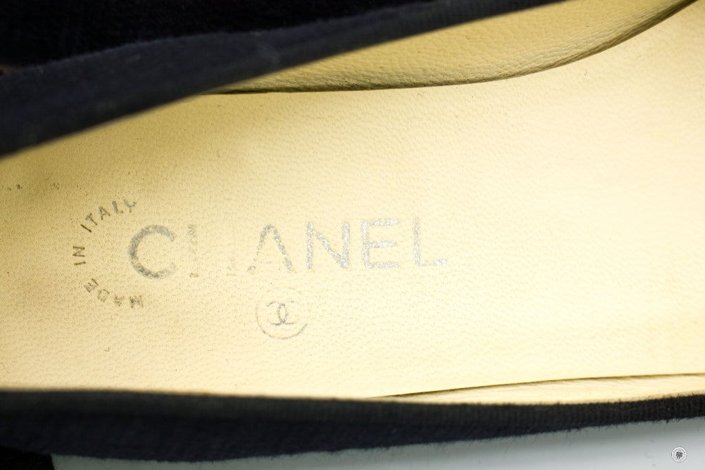 Chanel Ballerinas Black Fabric 37.5 Flat