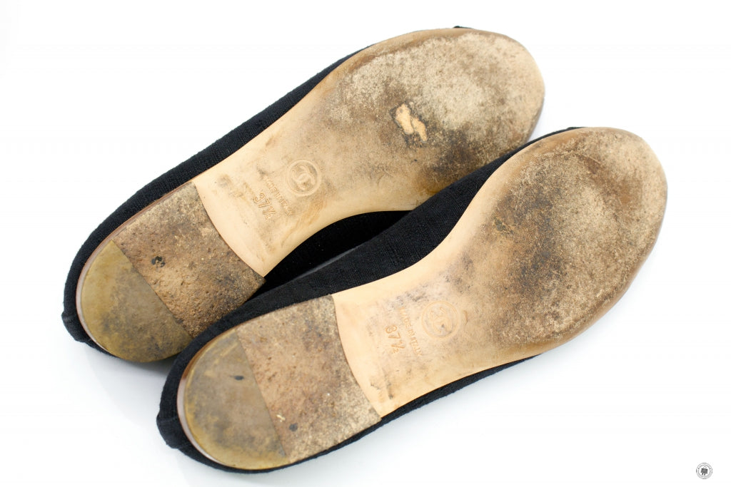Chanel Ballerinas Black Fabric 37.5 Flat