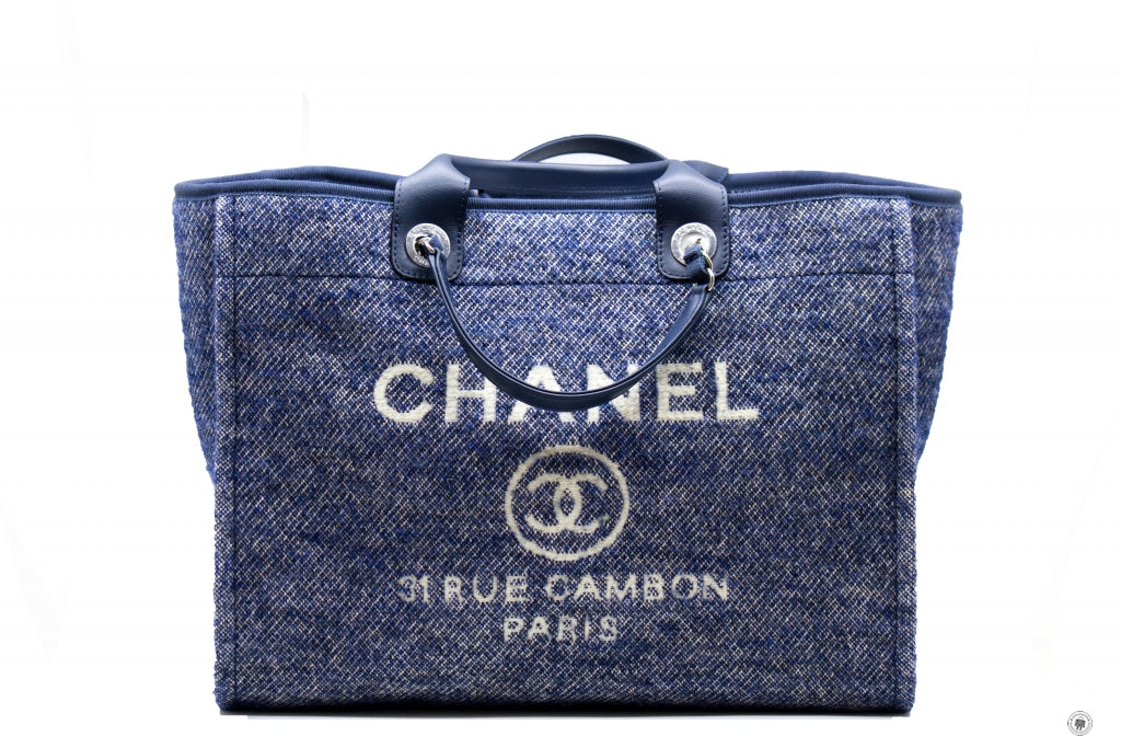 Chanel A69941 B06387 NE267 Deauville Shopping Tote Mixed Fibers Fabric Tote B Blue / NE267 Fabric Tote Bag Shw