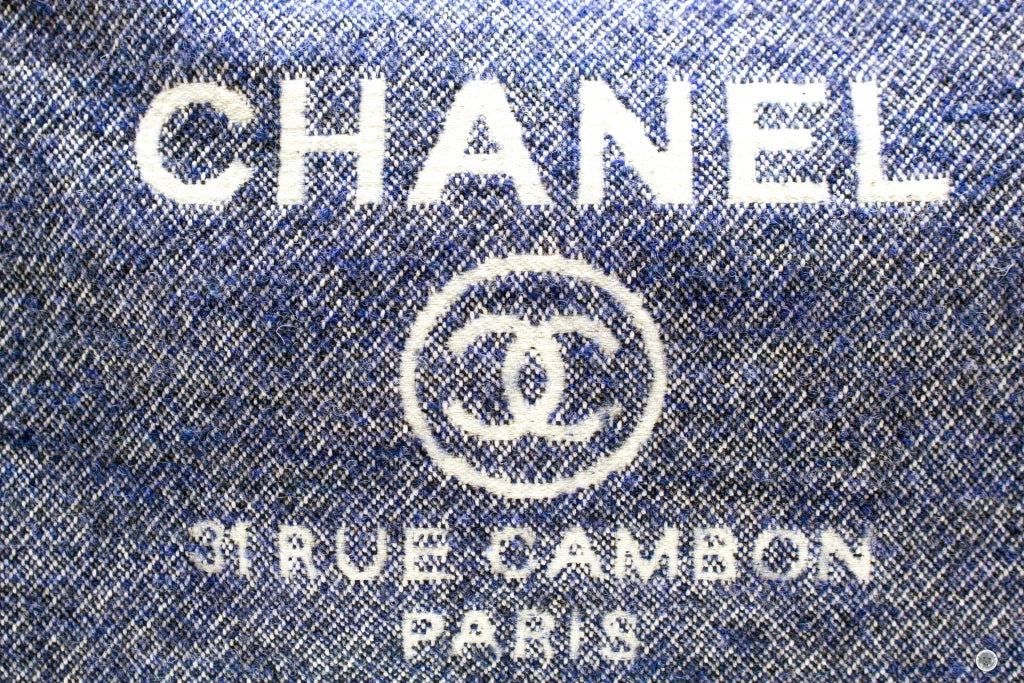 Chanel A69941 B06387 NE267 Deauville Shopping Tote Mixed Fibers Fabric Tote B Blue / NE267 Fabric Tote Bag Shw