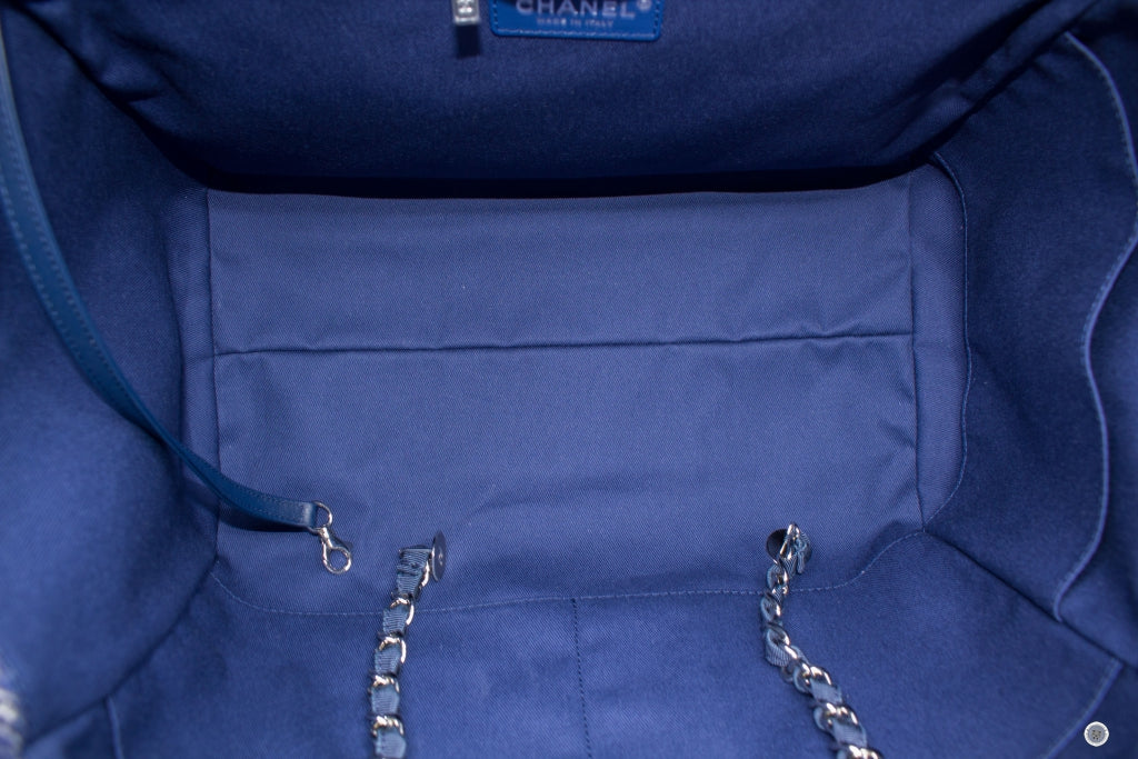 Chanel A69941 B06387 NE267 Deauville Shopping Tote Mixed Fibers Fabric Tote B Blue / NE267 Fabric Tote Bag Shw