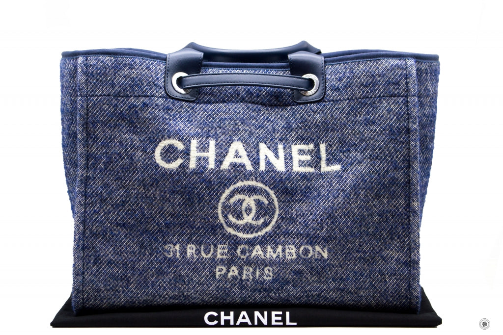 Chanel A69941 B06387 NE267 Deauville Shopping Tote Mixed Fibers Fabric Tote B Blue / NE267 Fabric Tote Bag Shw