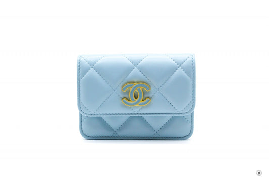 Chanel AP2637B07570 Belt Bag With CC Enamel Logo Baby Blue / NG752 Calfskin Belt Bag Gbhw